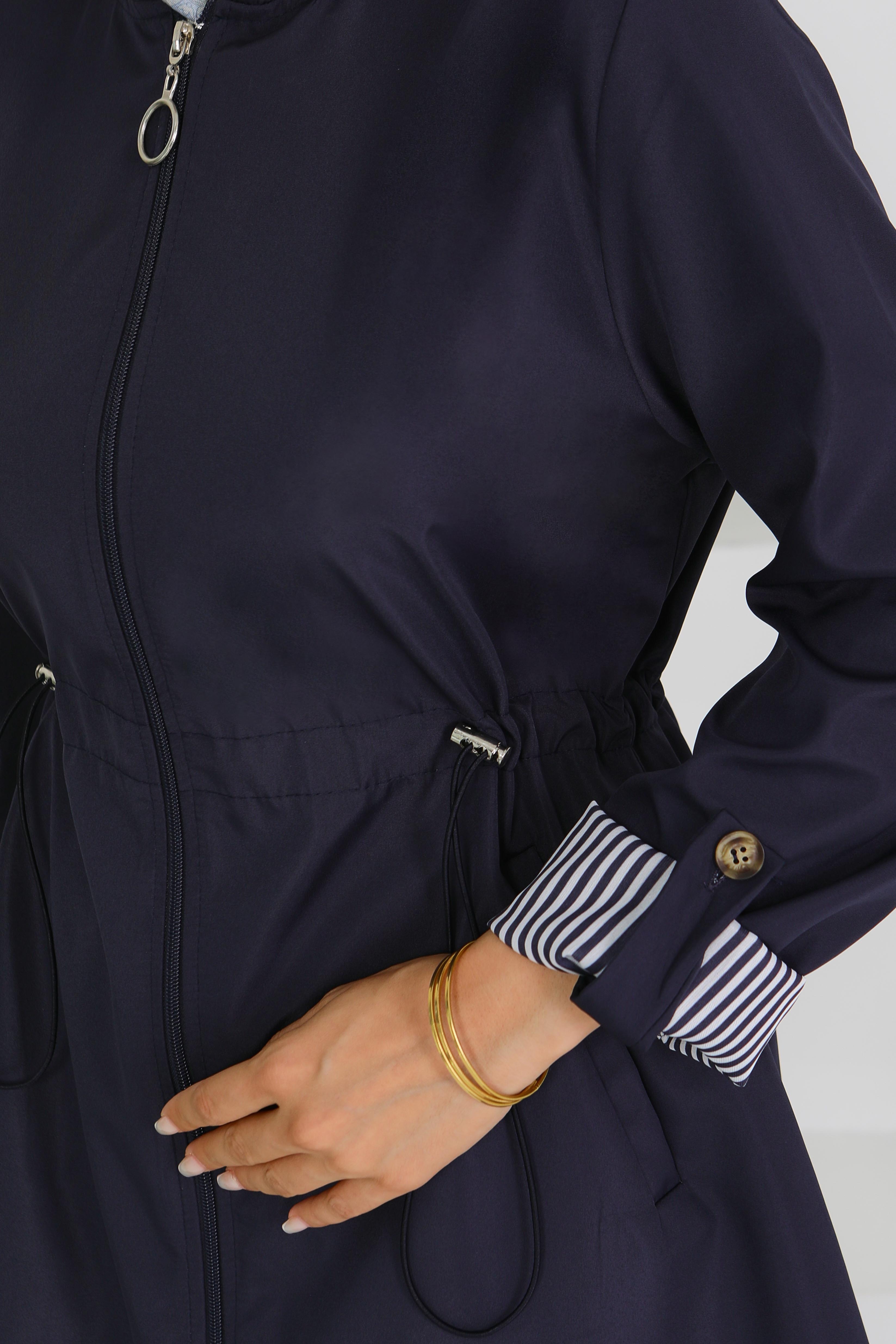 Belde Lastik Detaylı Fermuarlı Miranda Trençkot - 27624 - 5