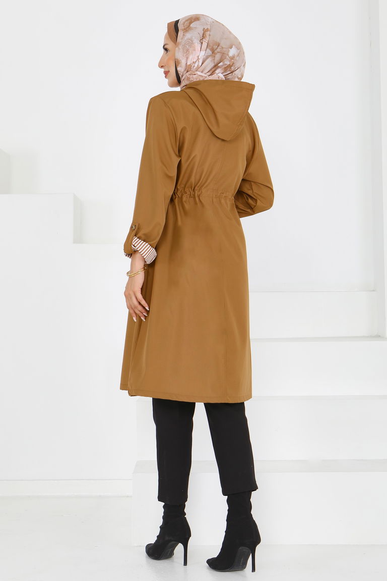 Belde Lastik Detaylı Fermuarlı Miranda Trençkot - 27624 - TOFİSA