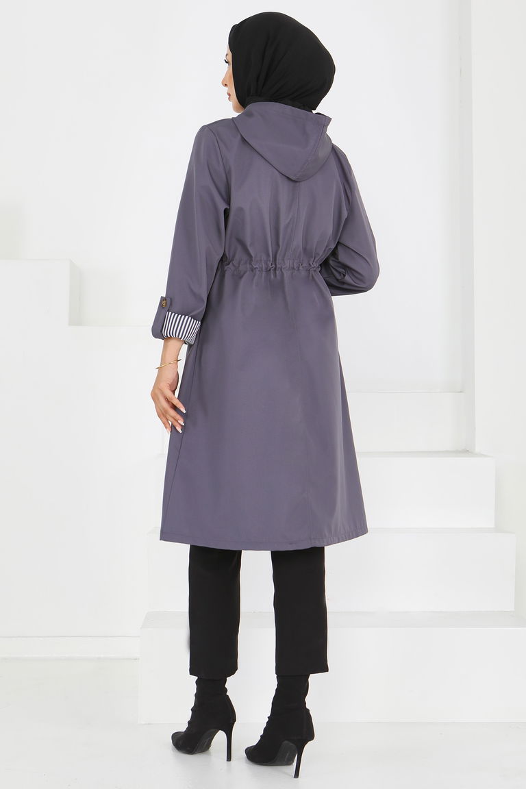 Belde Lastik Detaylı Fermuarlı Miranda Trençkot - 27624 - TOFİSA