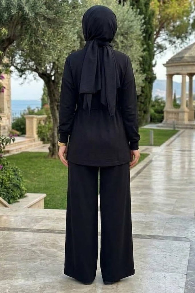Belde Lastik Detaylı Oysh Modal Takım Siyah - 28926-SIYAH - 3