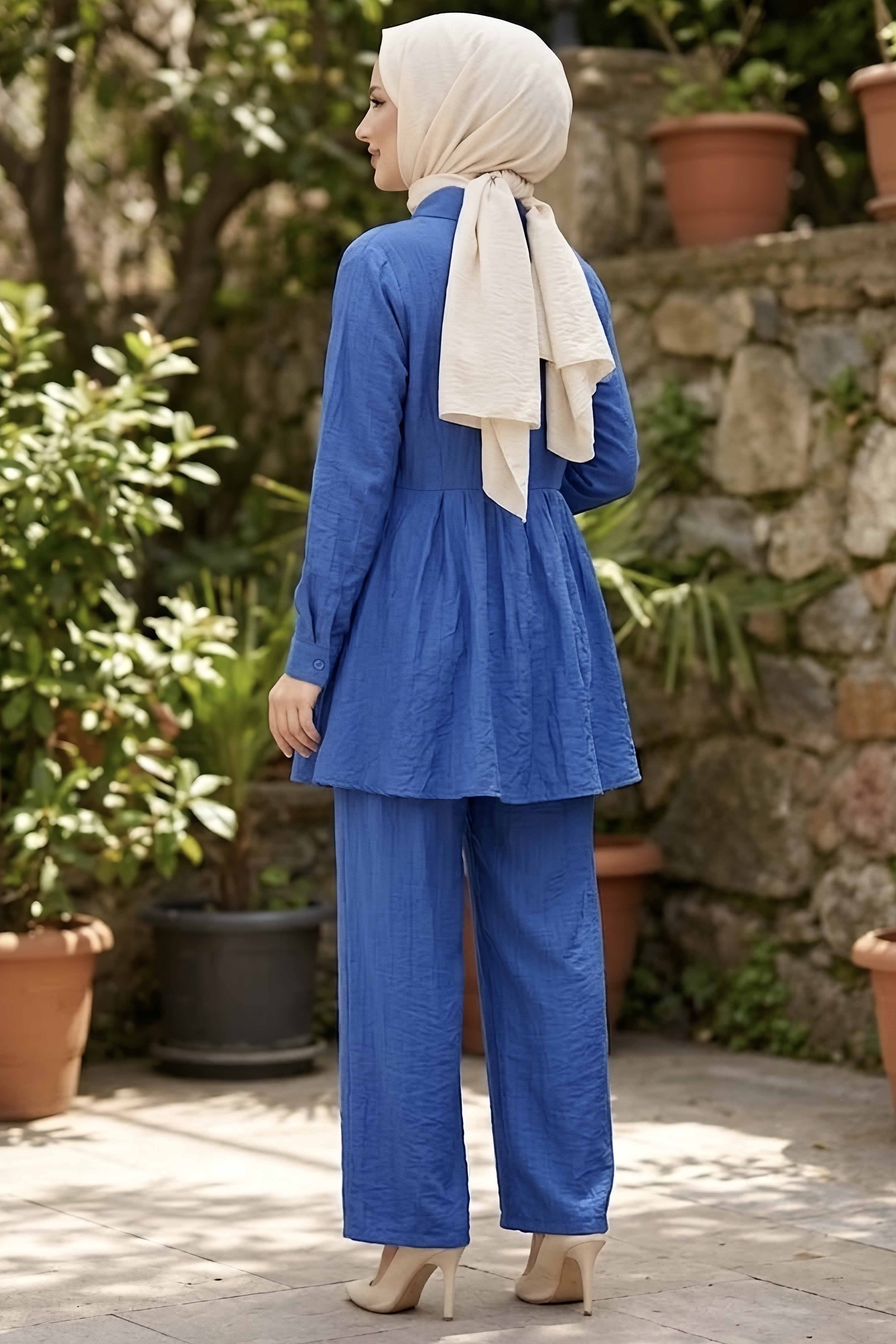 Belde Pile Detaylı İkili Takım Indigo - 1324-INDIGO - 3