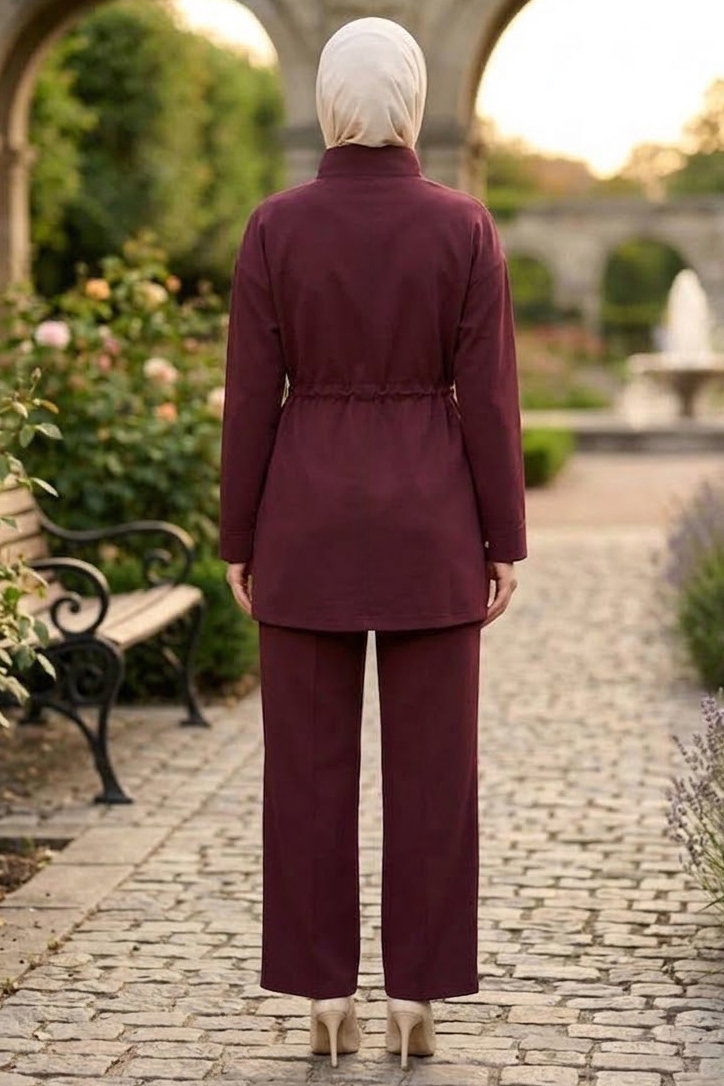 Belde Tünel Bağcık Detaylı İkili Takım Mürdüm - 28957-MURDUM - 4