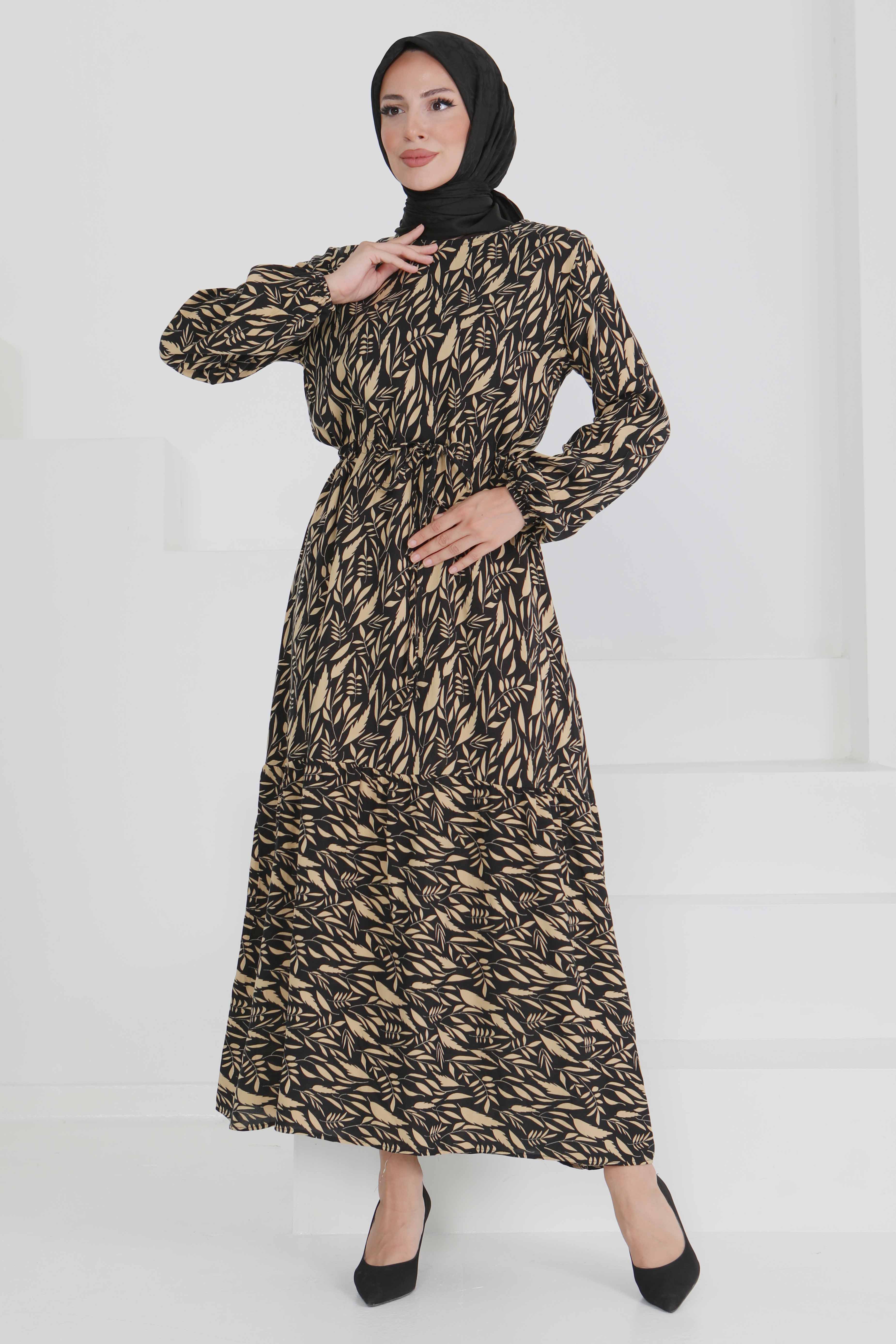 Belden Bağlamalı Elbise - 27494 - 1