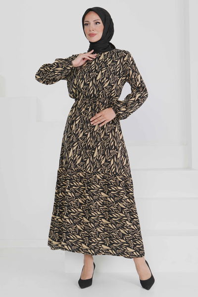 Belden Bağlamalı Elbise - 27494 