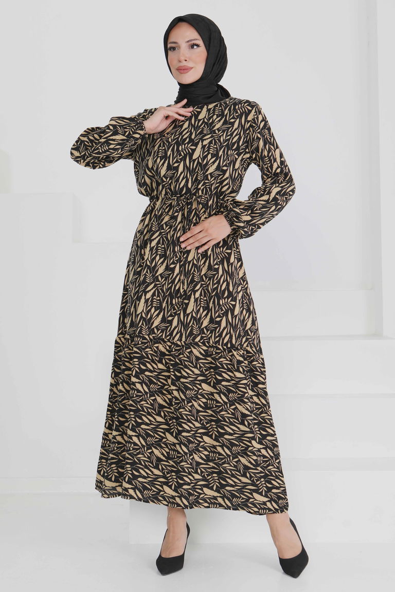 Belden Bağlamalı Elbise - 27494 - TOFİSA