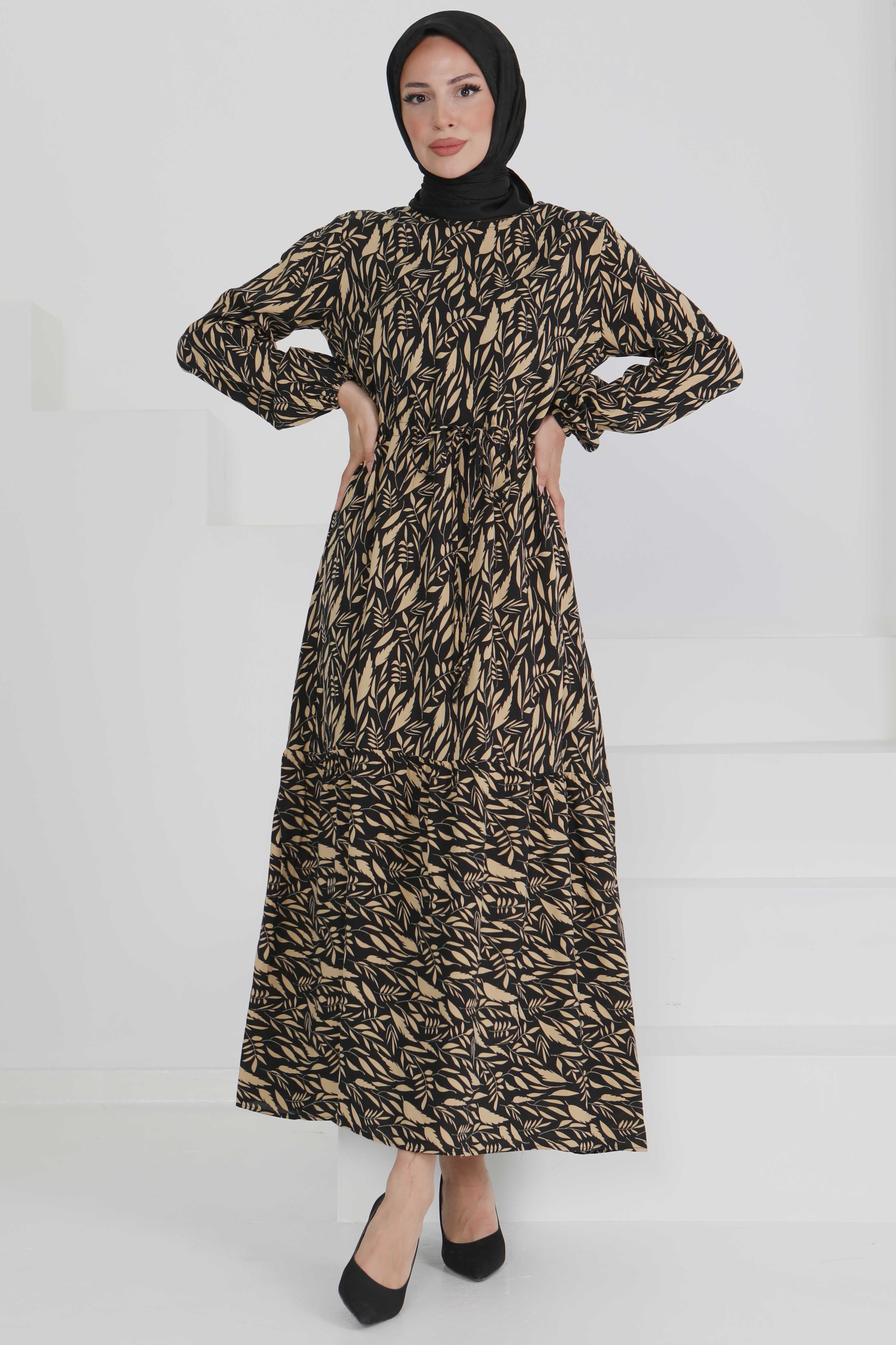 Belden Bağlamalı Elbise - 27494 - 2