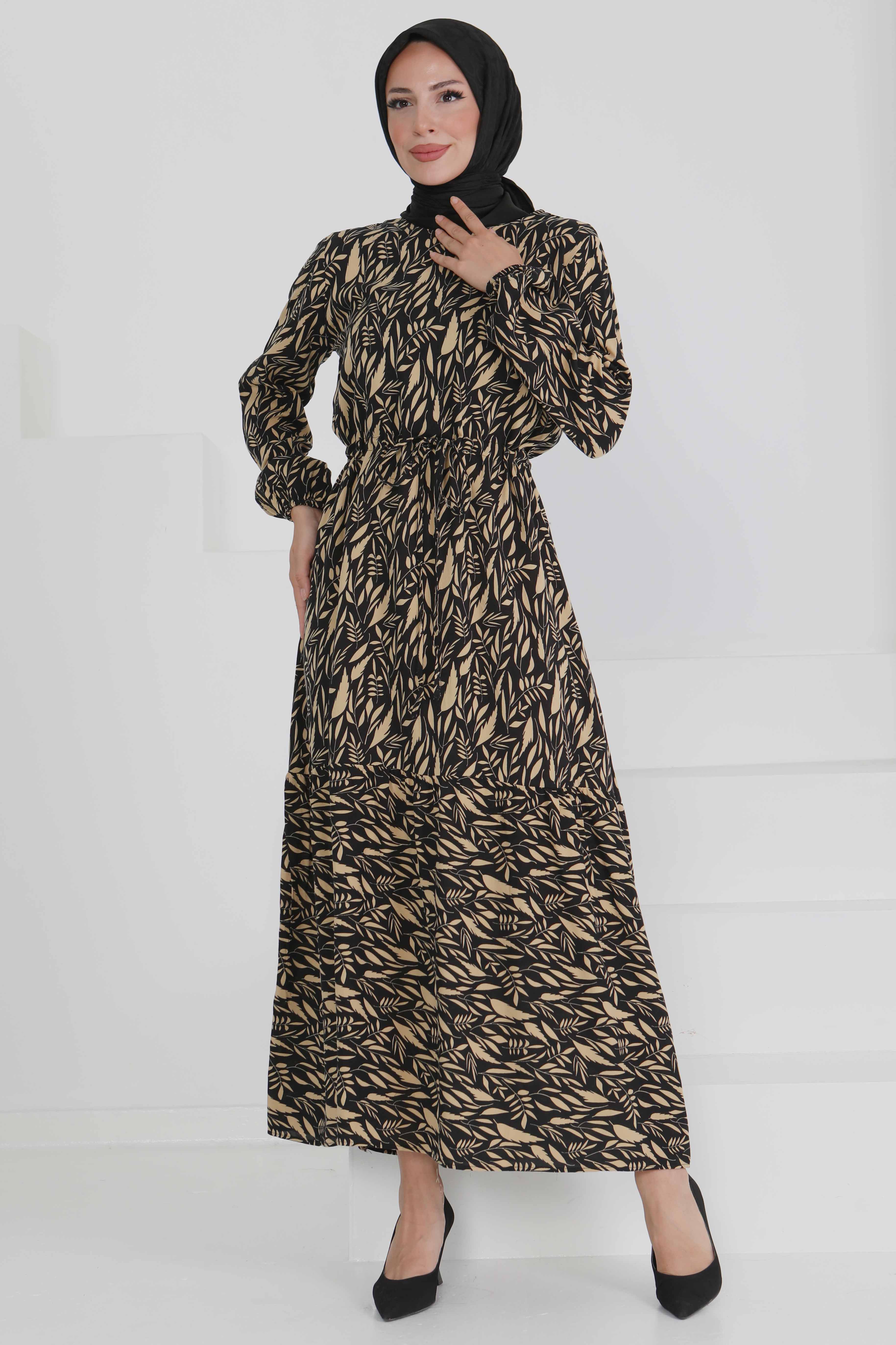 Belden Bağlamalı Elbise - 27494 - 4