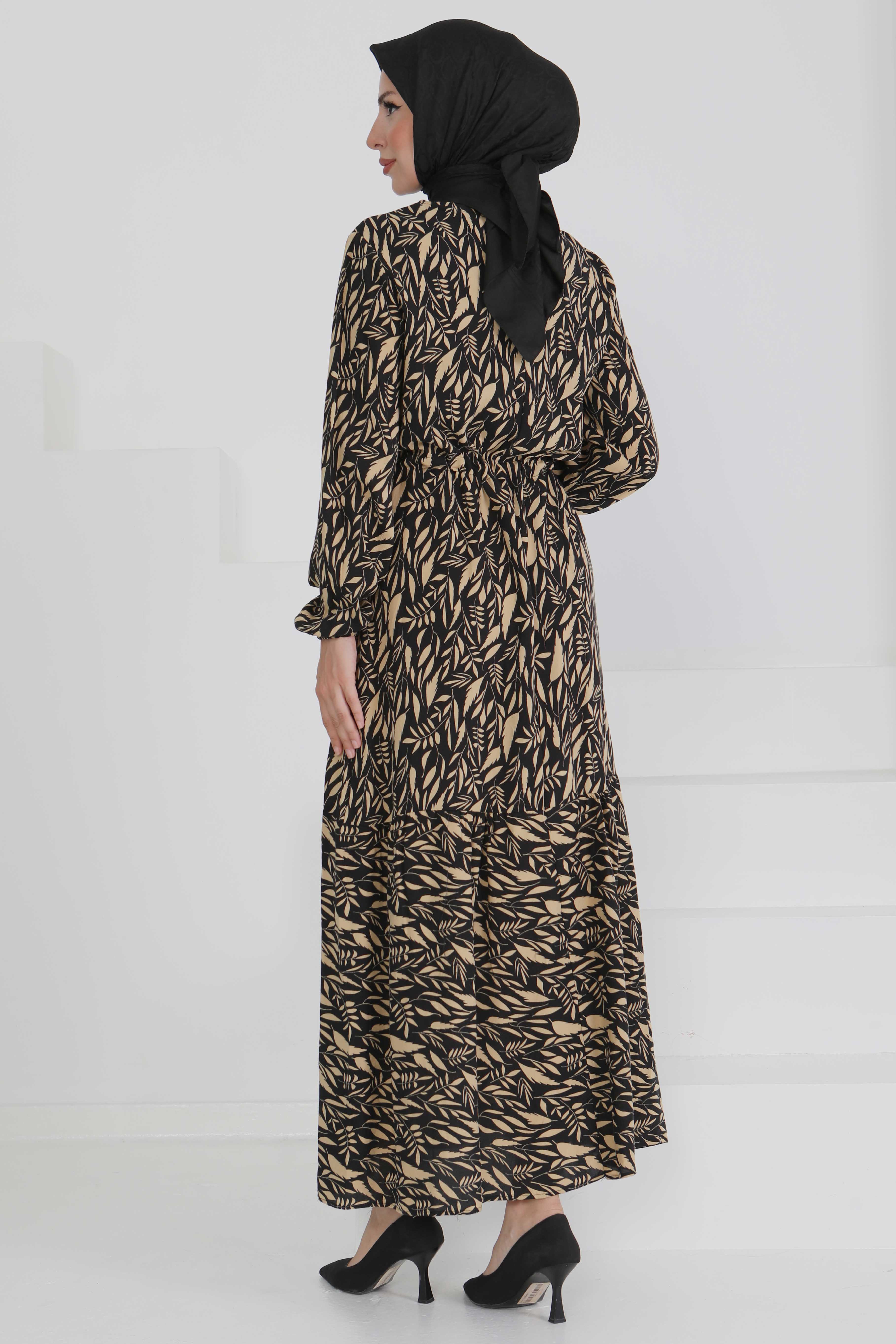 Belden Bağlamalı Elbise - 27494 - 5