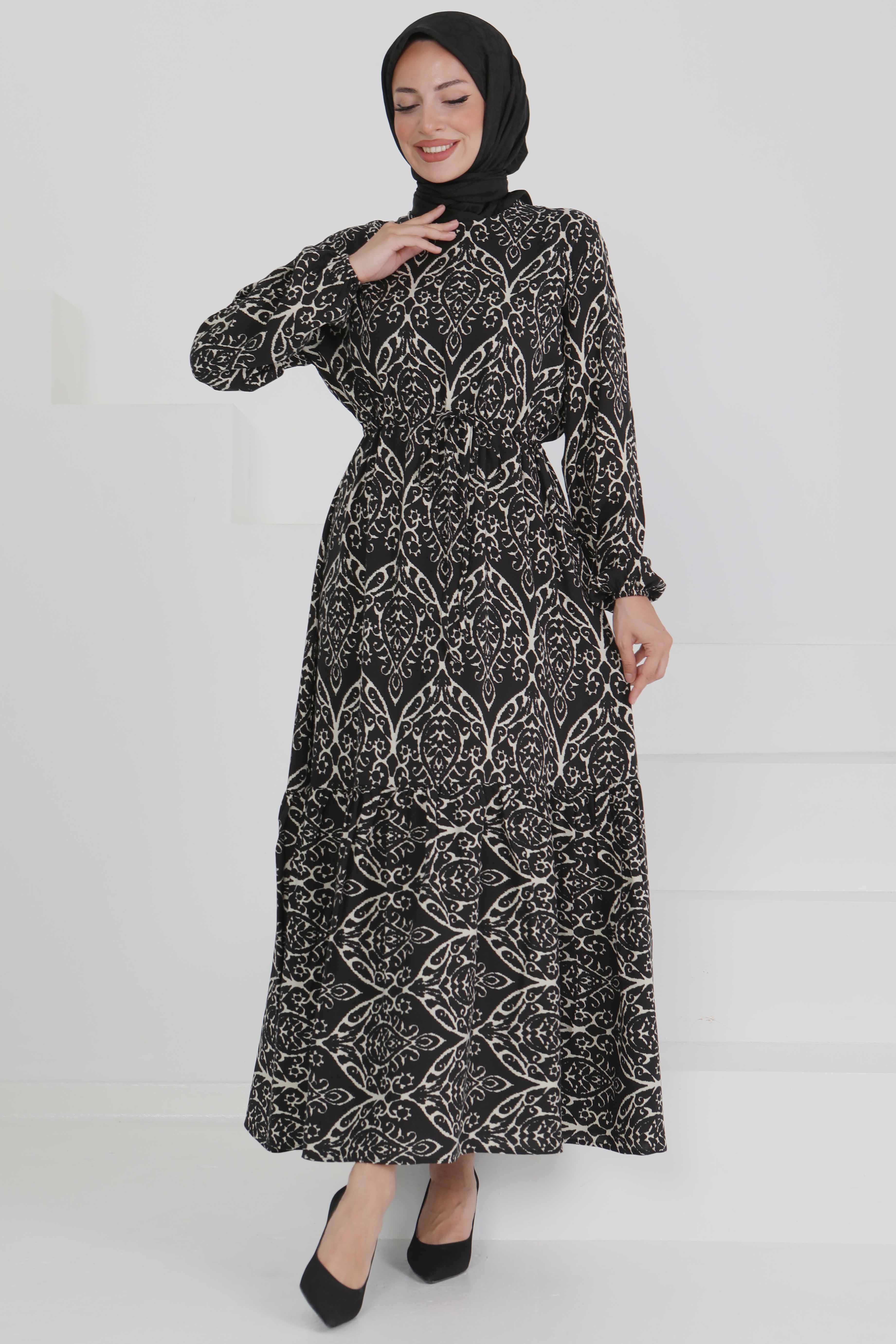 Belden Bağlamalı Elbise - 27496 - 2