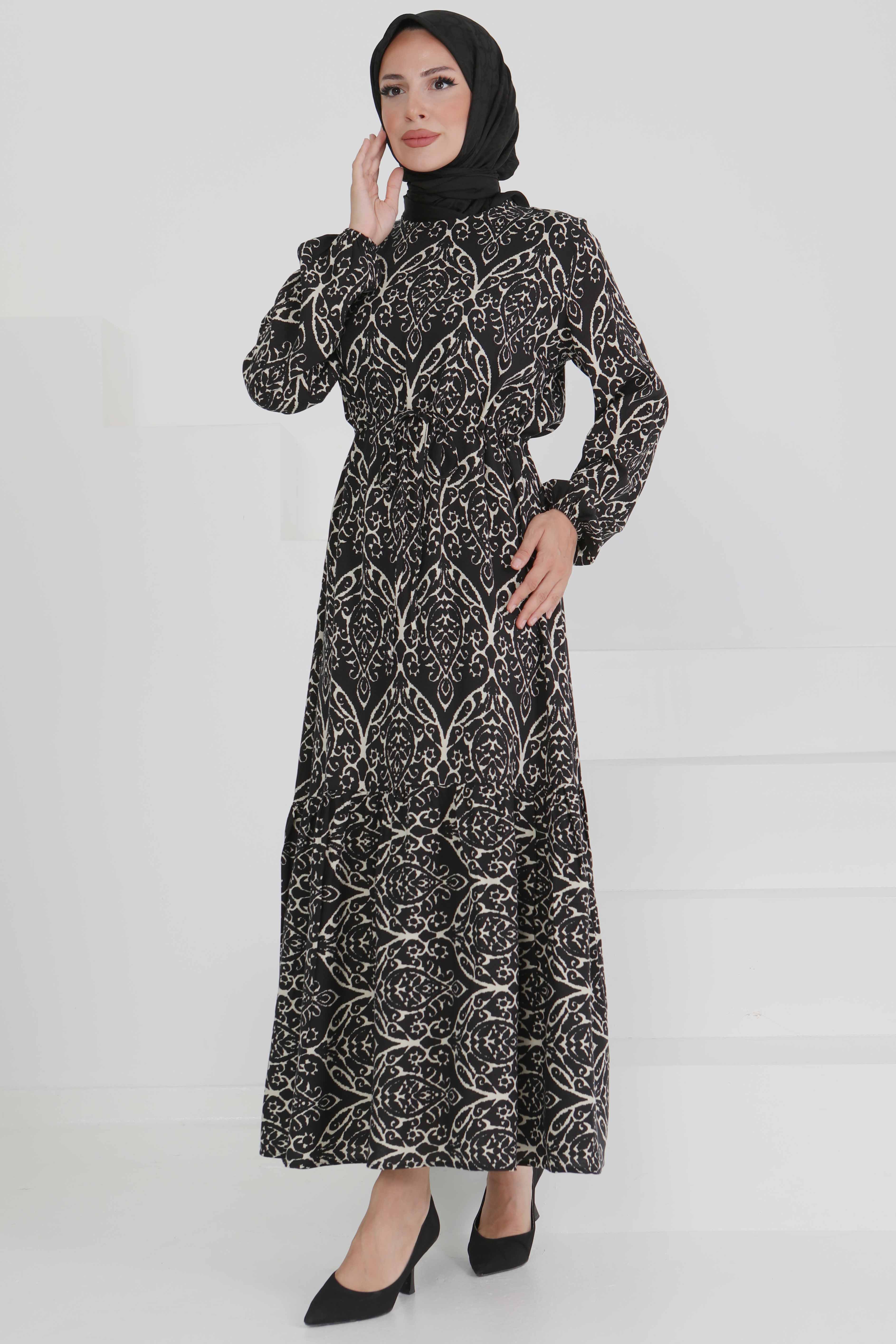 Belden Bağlamalı Elbise - 27496 - 4