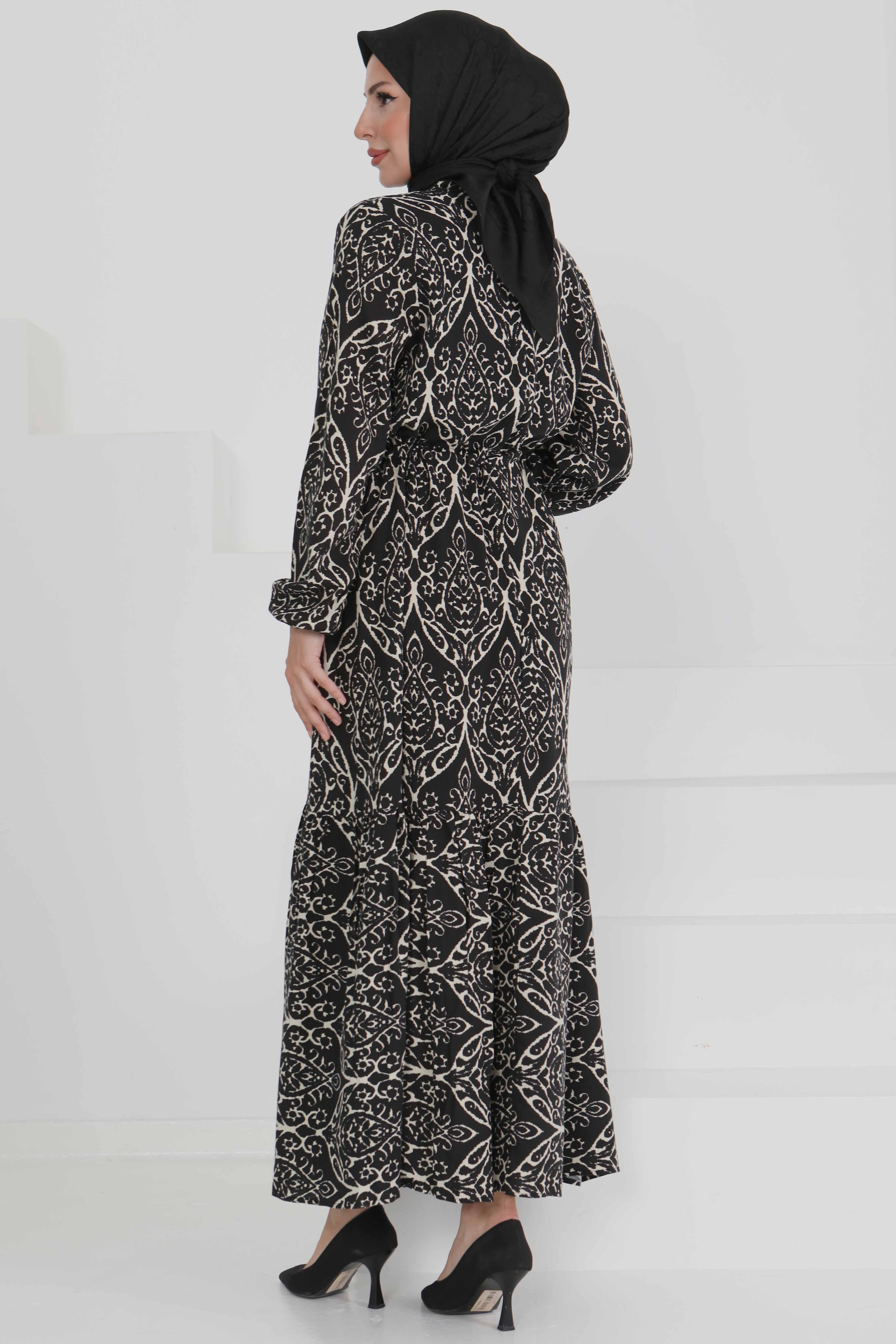 Belden Bağlamalı Elbise - 27496 - 5