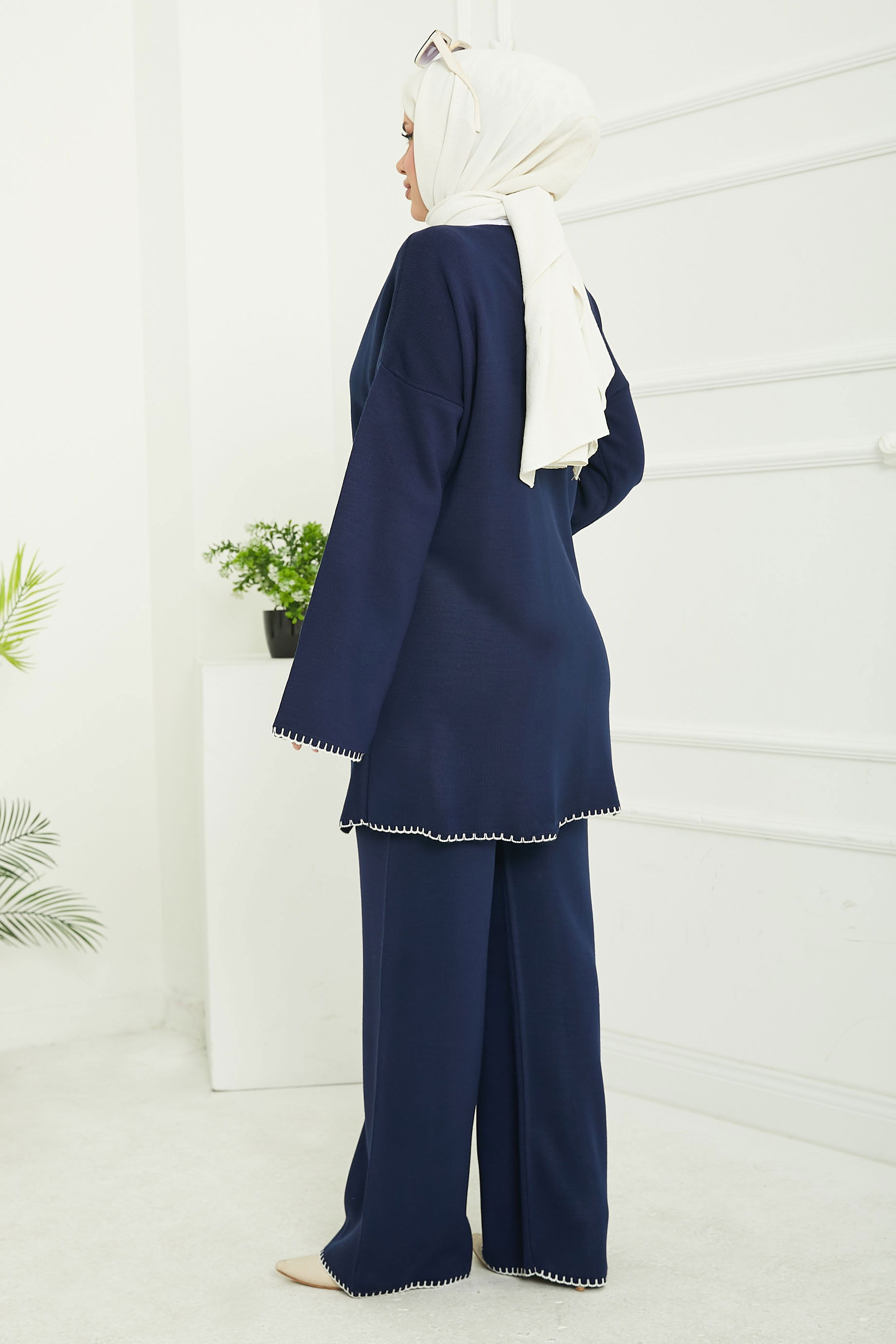 Belden Bağlamalı Triko Takım - 27745-LACIVERT - 5