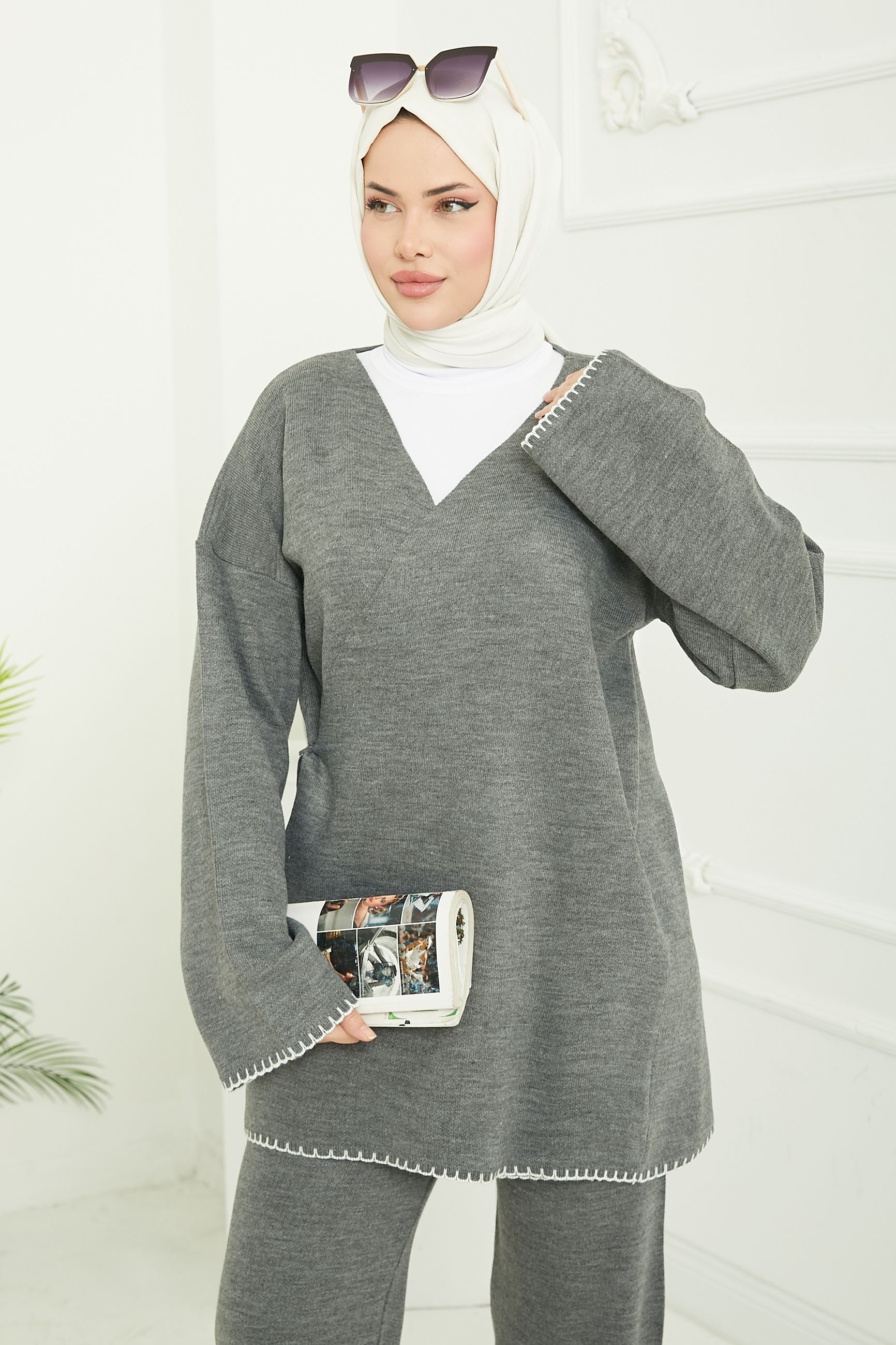 Belden Bağlamalı Triko Takım - 26832 - 1