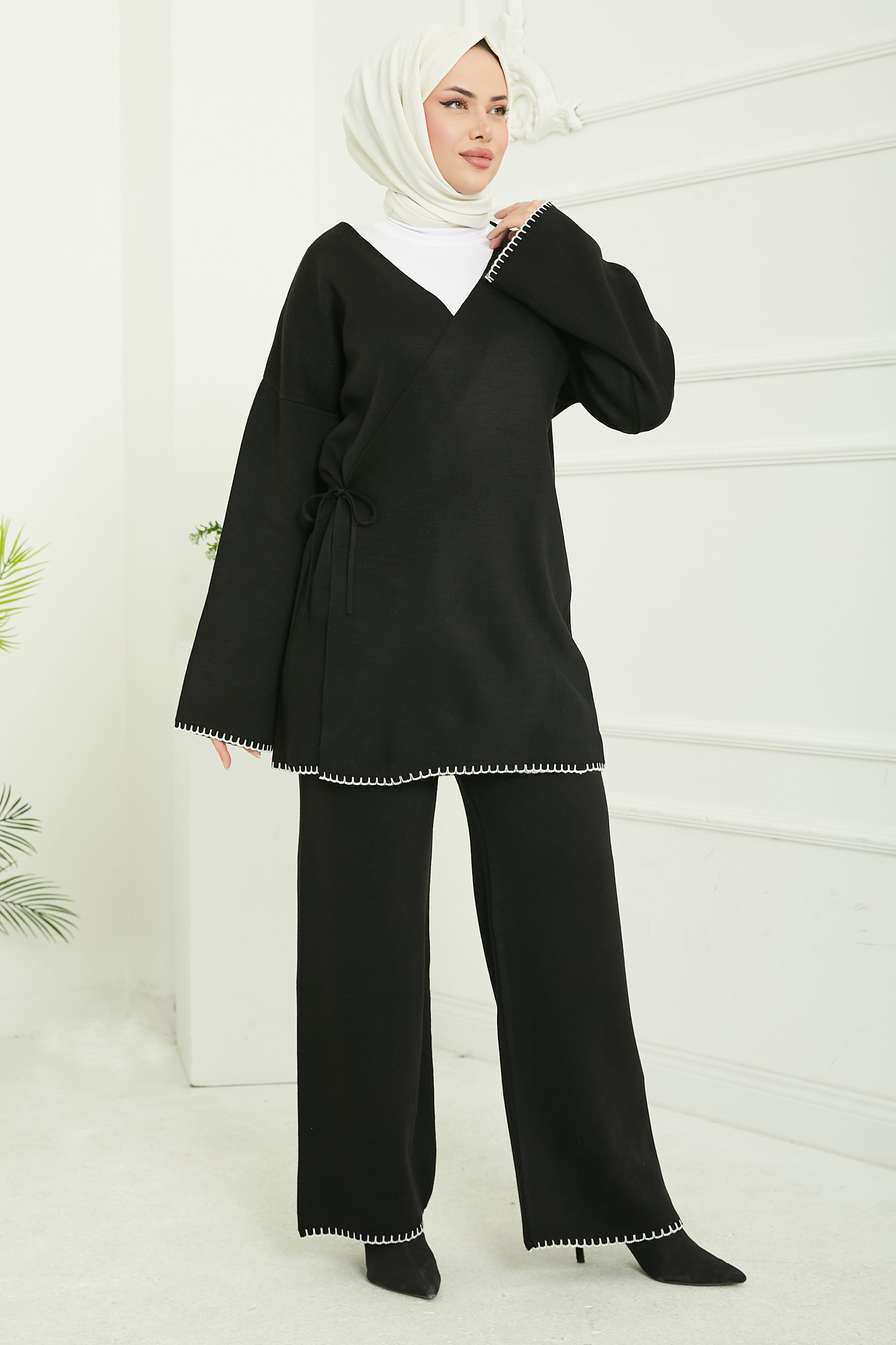 Belden Bağlamalı Triko Takım - 26832 - 1