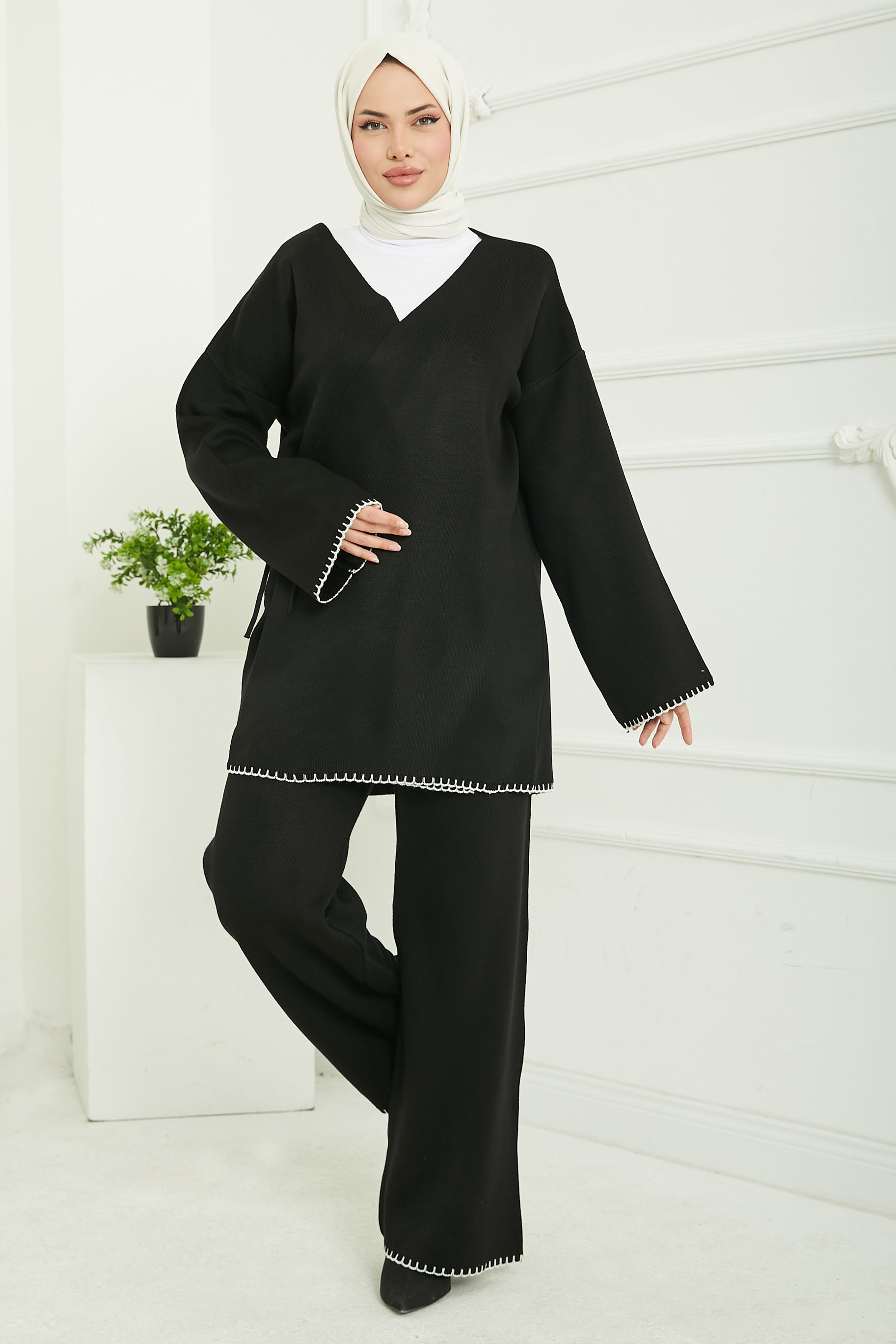 Belden Bağlamalı Triko Takım - 26832 - 2