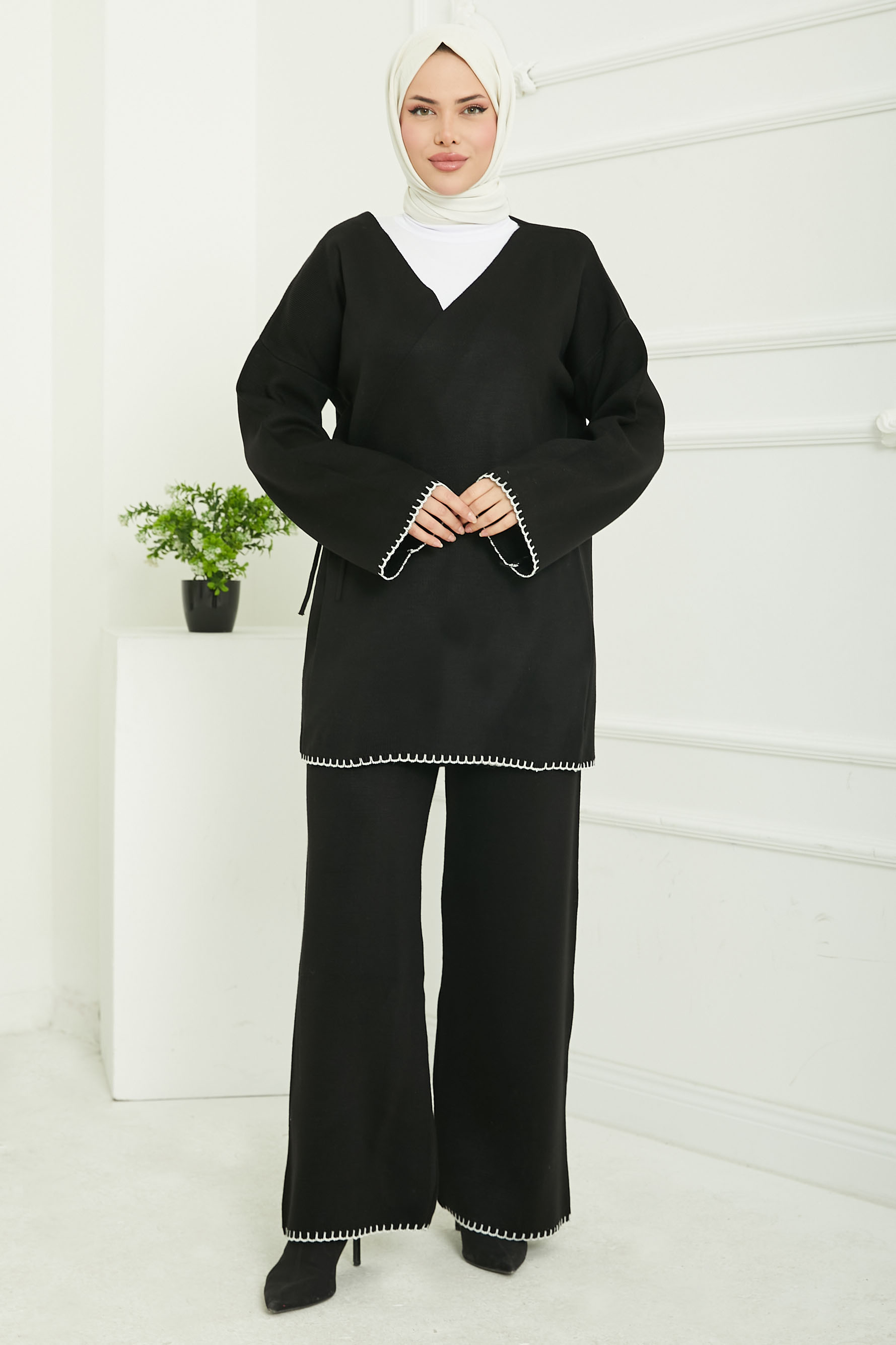 Belden Bağlamalı Triko Takım - 26832 - 3