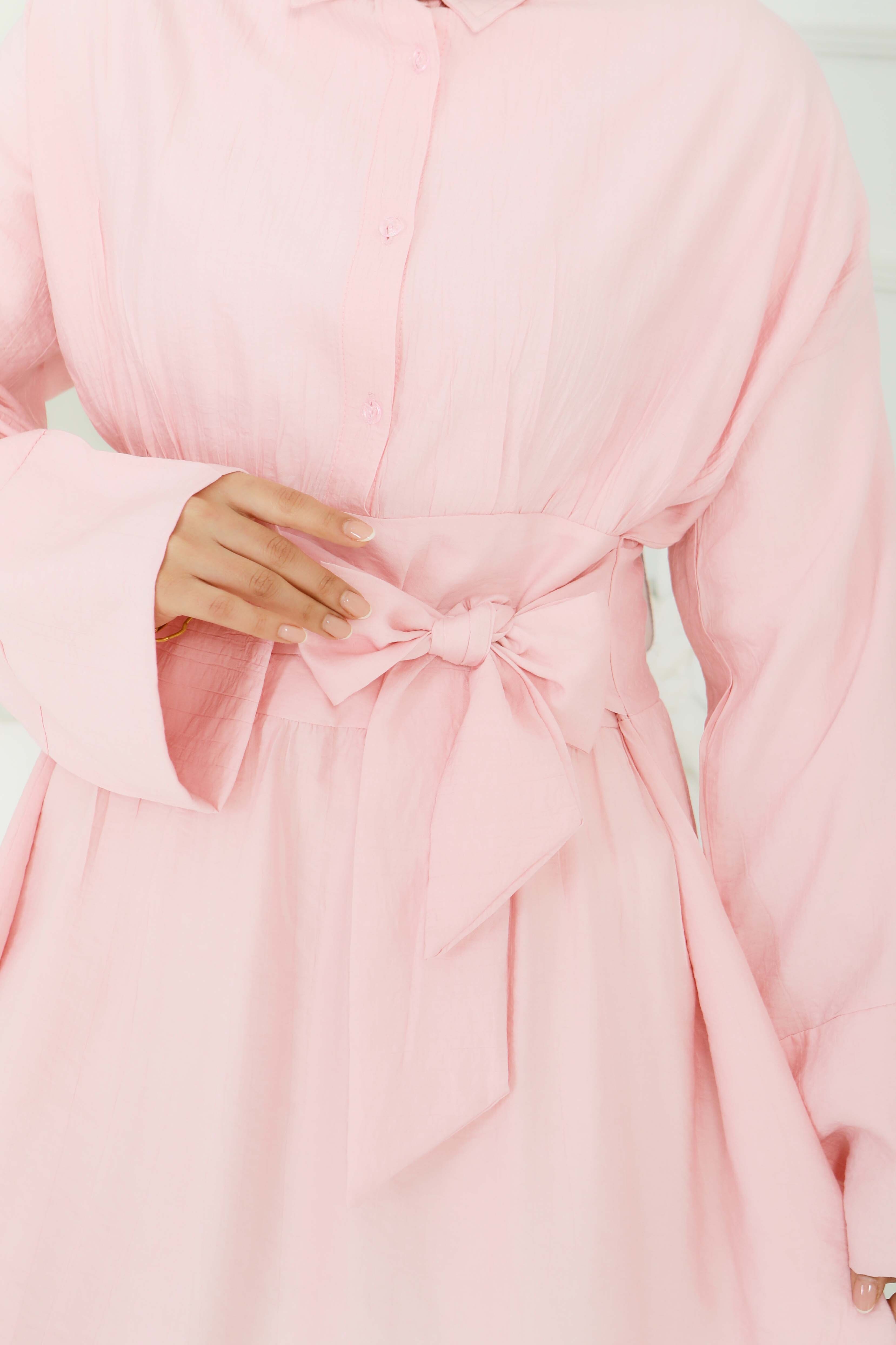 Belden Bağlamalı Tunik - 28385-PEMBE - 4