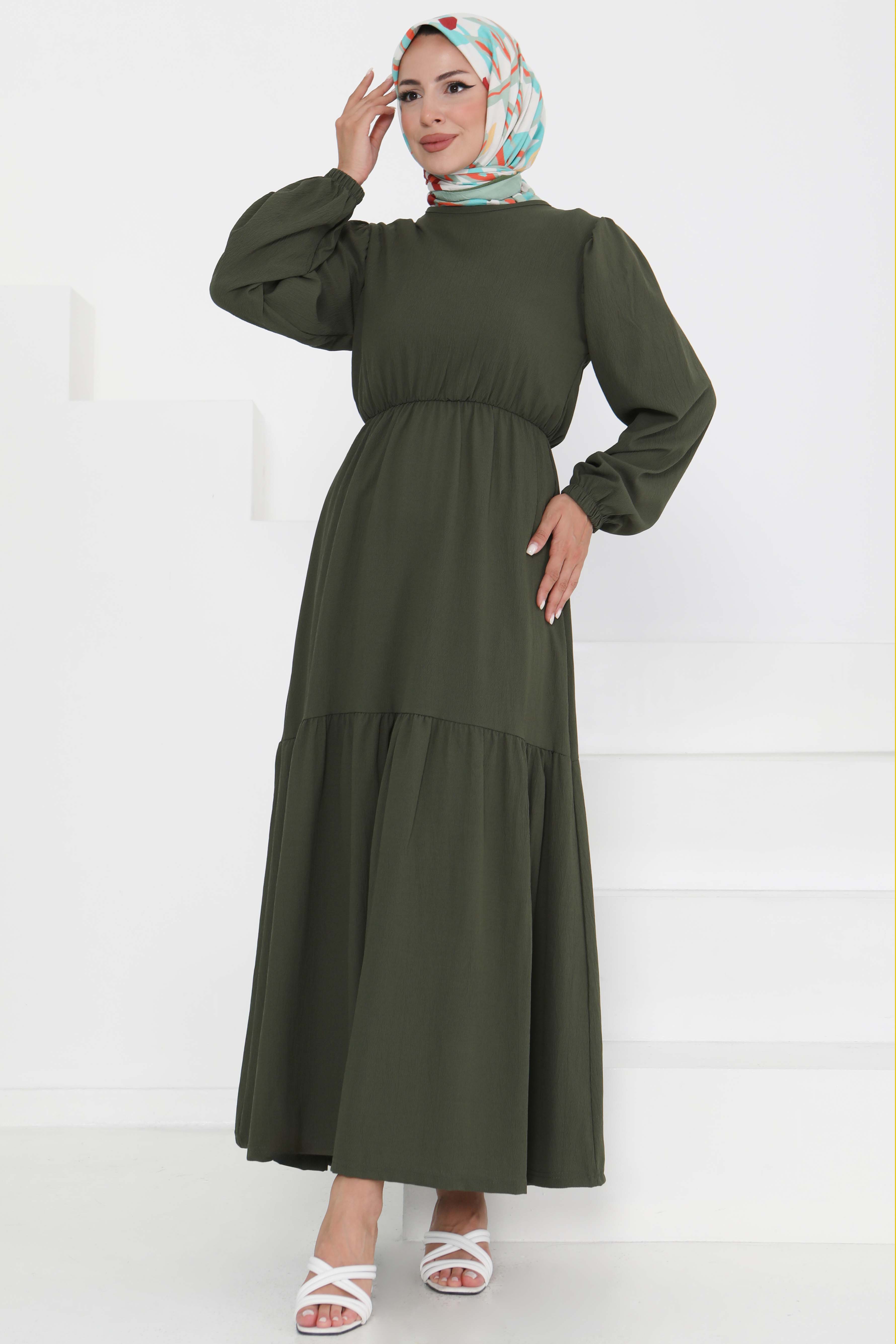 Beli Bağcıklı Elbise - 27303 - 1
