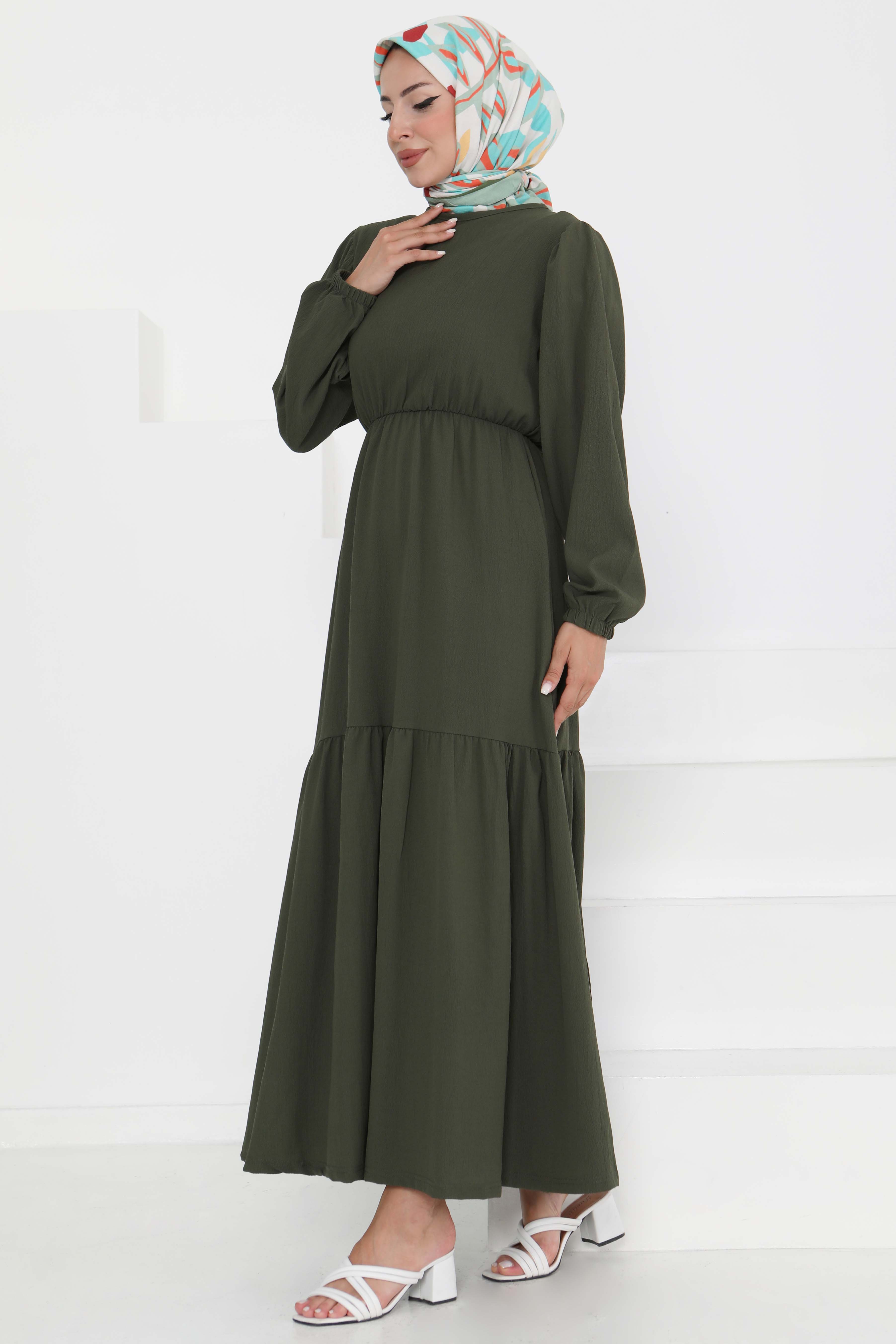Beli Bağcıklı Elbise - 27303 - 3