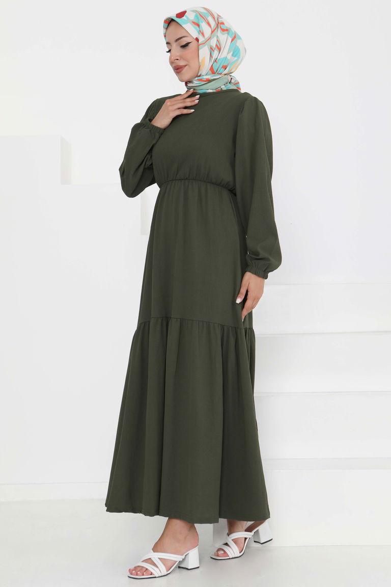 Beli Bağcıklı Elbise - 27303 - TOFİSA