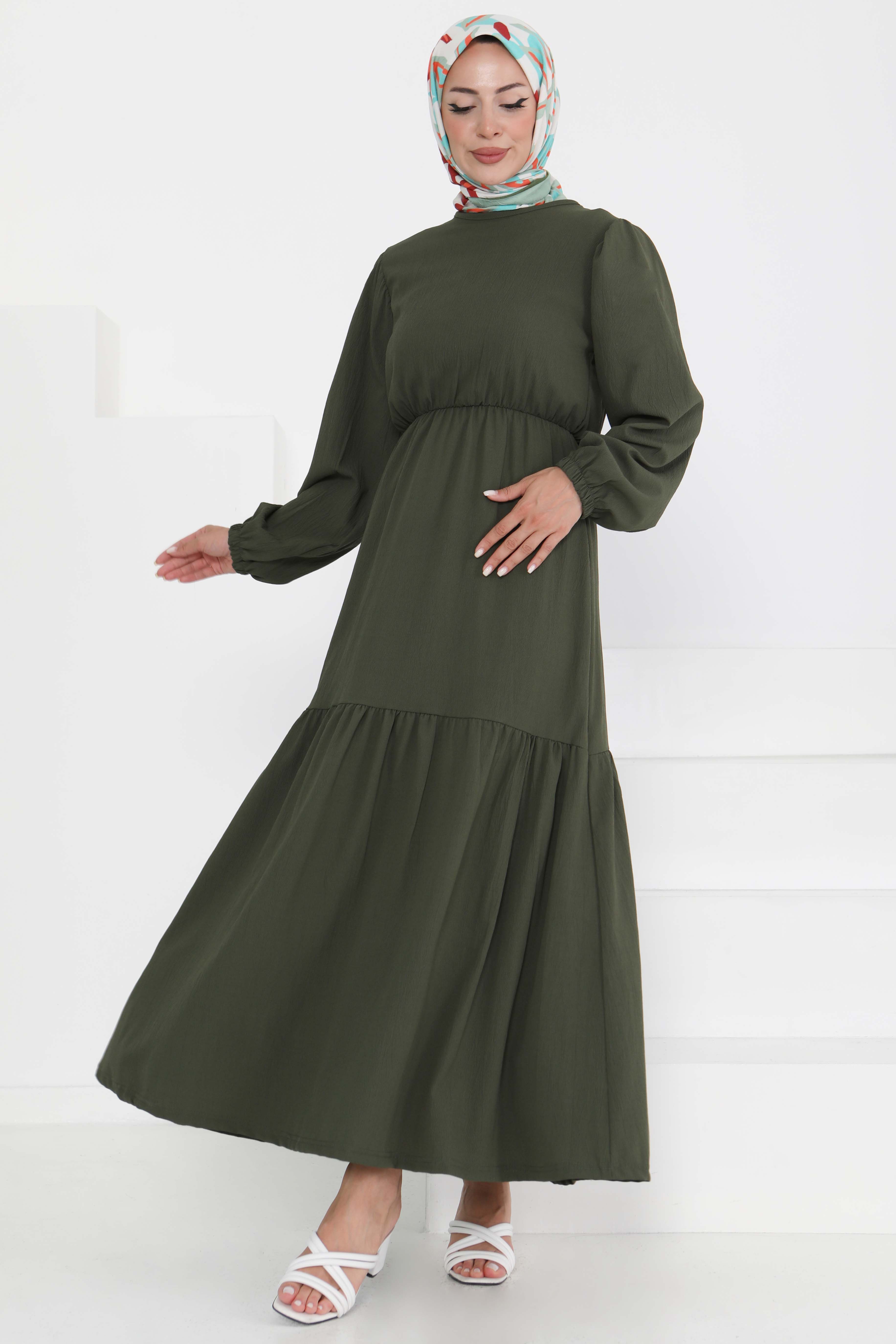 Beli Bağcıklı Elbise - 27303 - 4