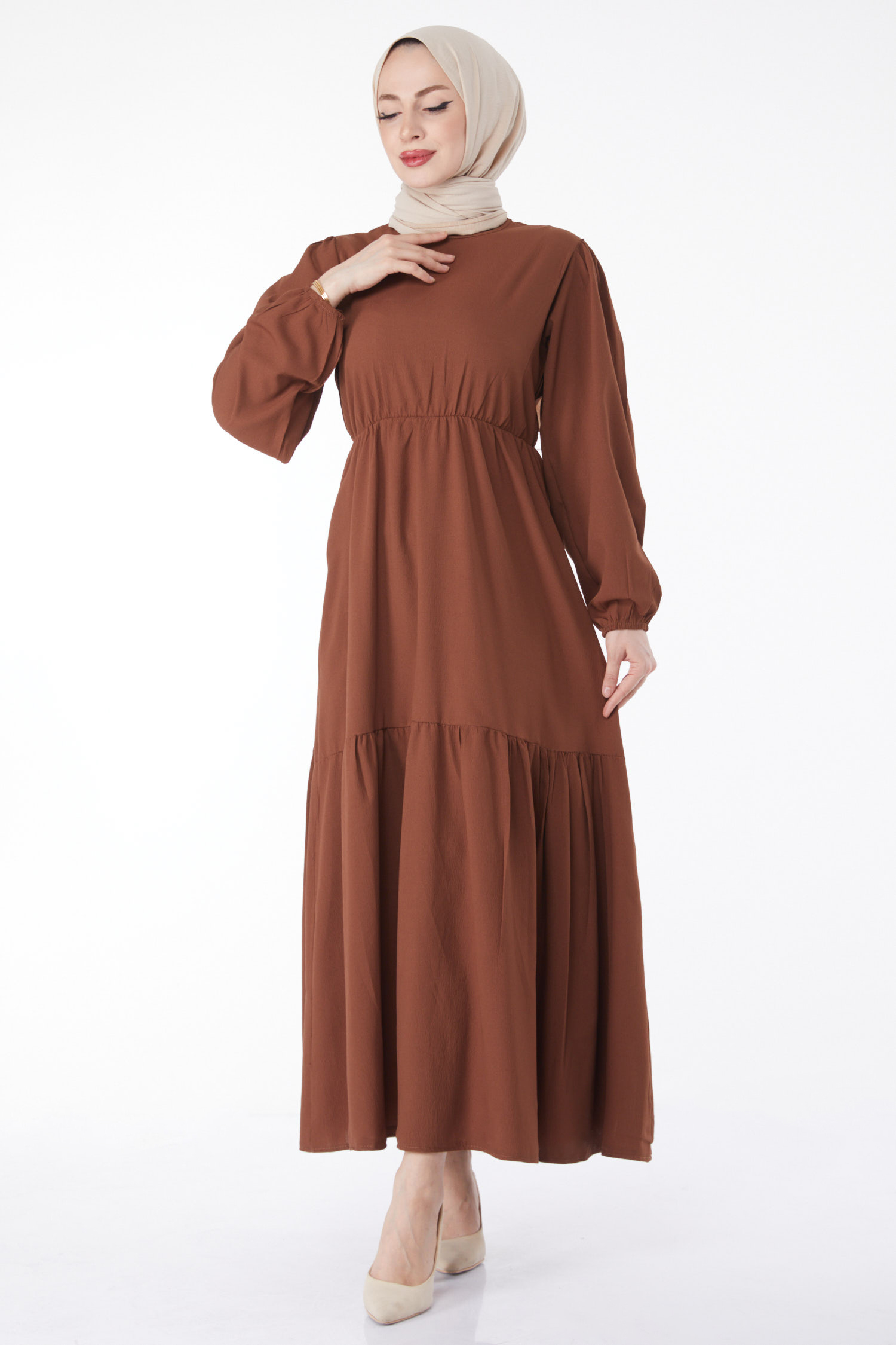 Beli Bağcıklı Elbise - 27303 - 3