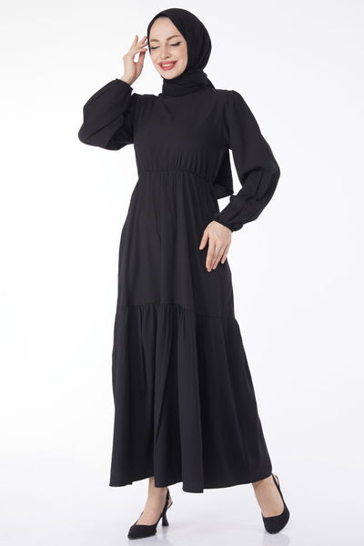 Beli Bağcıklı Elbise - 27303 