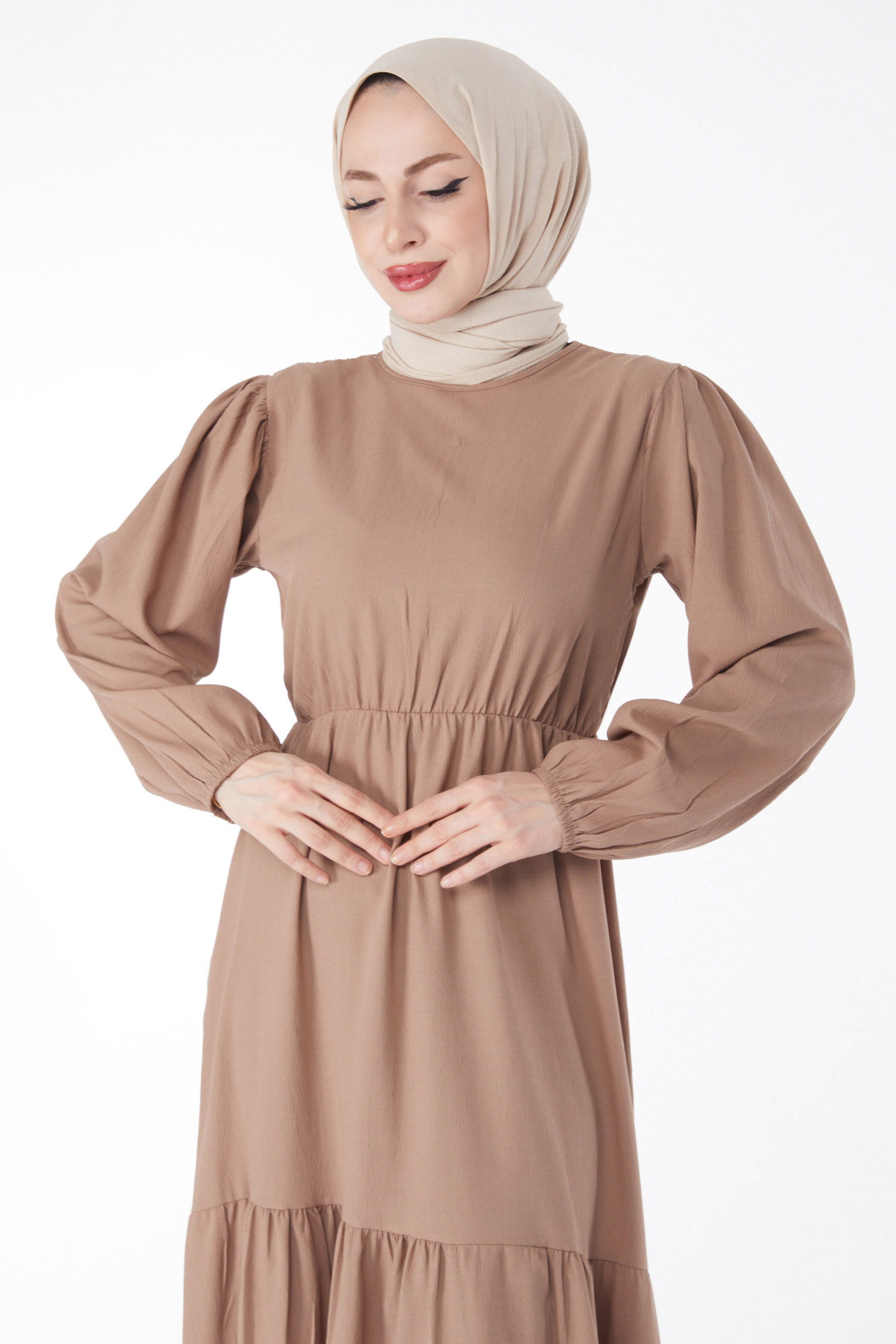 Beli Bağcıklı Elbise - 27303 - 4