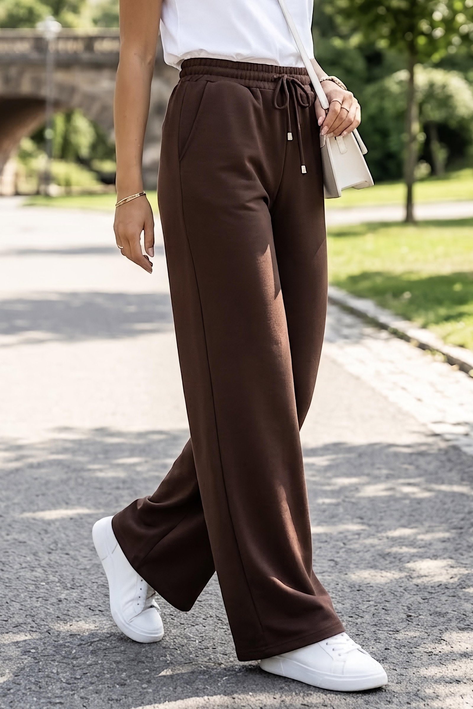 Beli Bağlamalı Spor Pantolon Kahve - 29058-KAHVE - 2