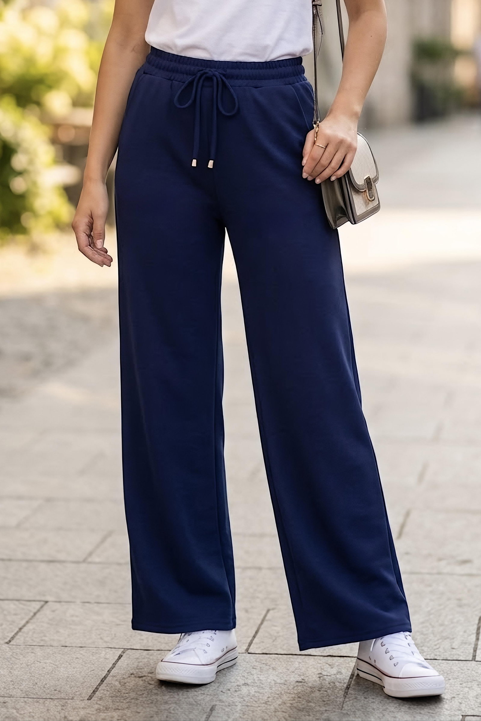 Beli Bağlamalı Spor Pantolon Lacivert - 29058-LACIVERT - 1