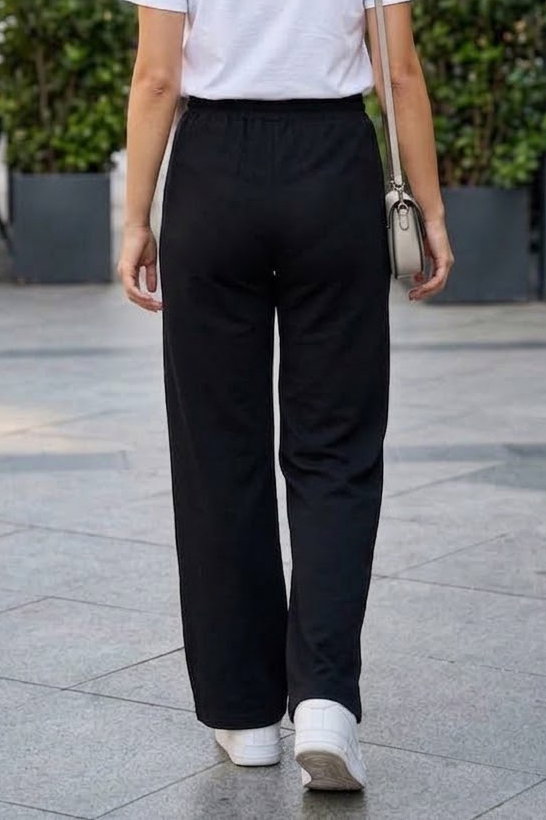 Beli Bağlamalı Spor Pantolon Siyah - 29058-SIYAH - 3