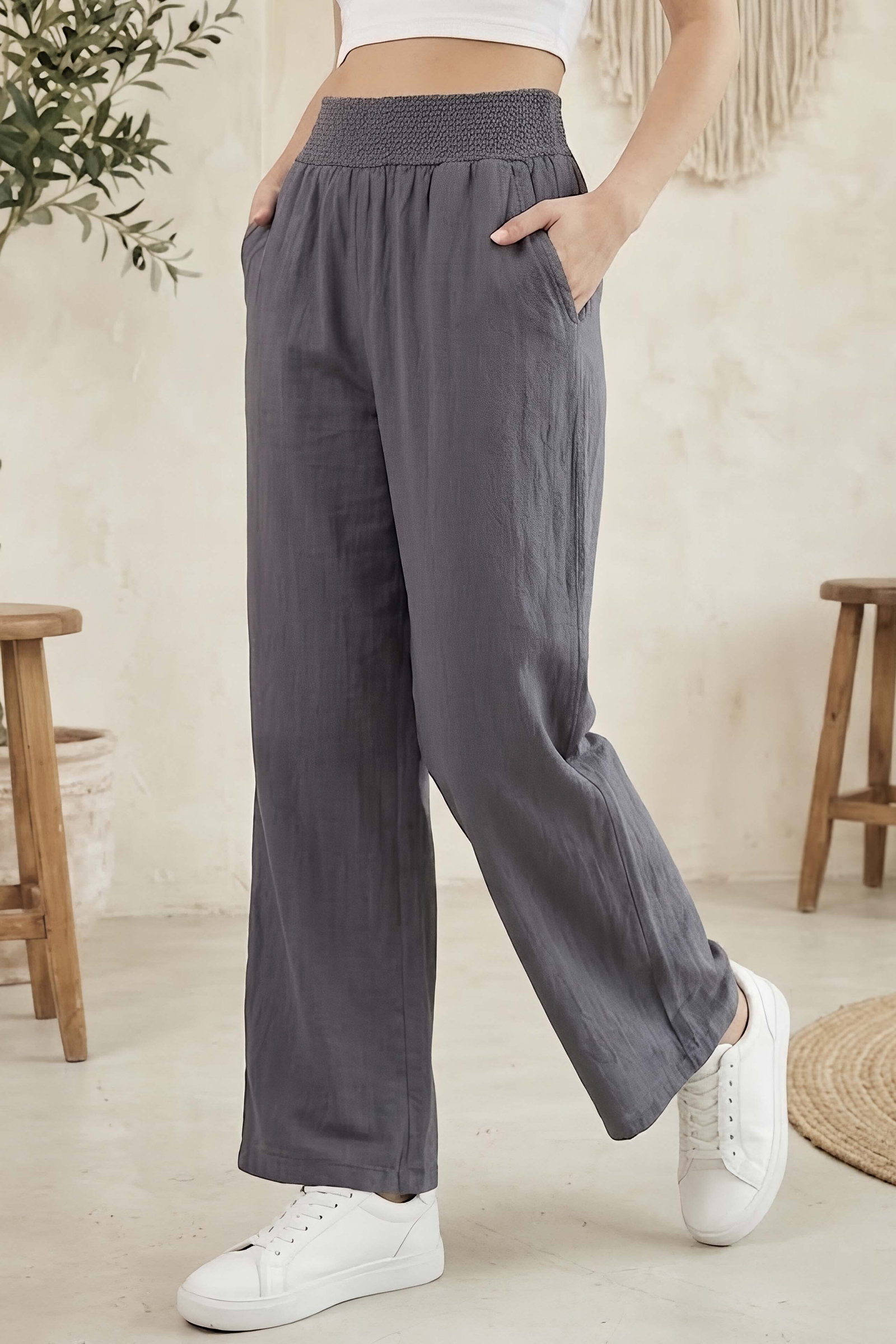 Beli Burgu Detaylı Cepli Spor Pantolon Antrasit - 29077-ANTRASIT - 1