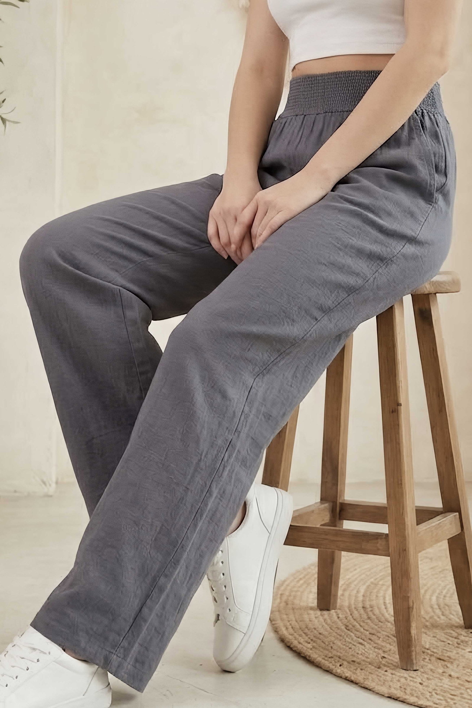 Beli Burgu Detaylı Cepli Spor Pantolon Antrasit - 29077-ANTRASIT - 2