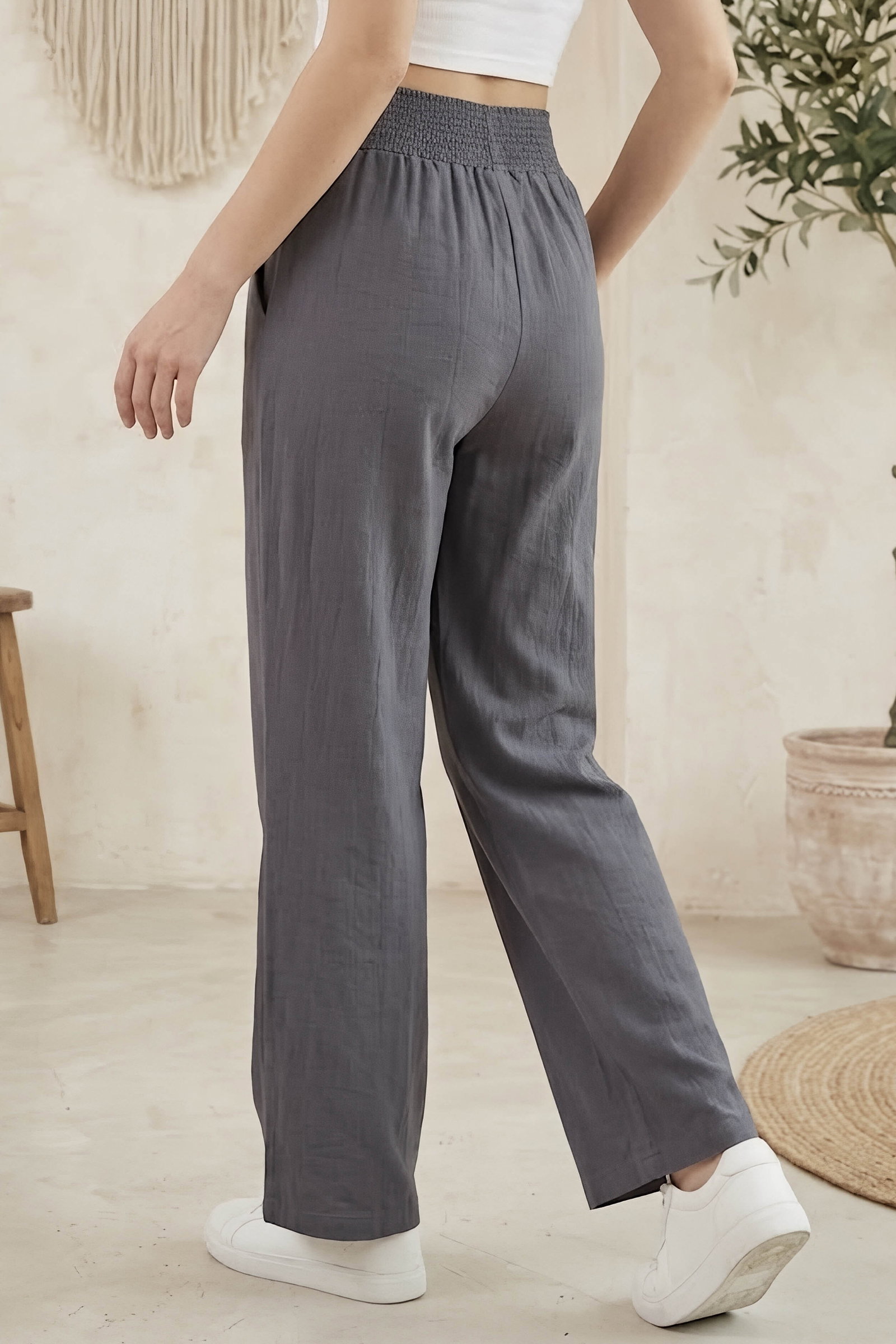 Beli Burgu Detaylı Cepli Spor Pantolon Antrasit - 29077-ANTRASIT - 4
