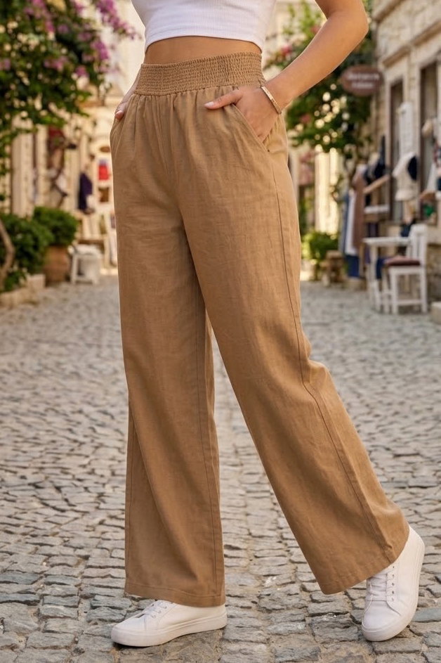 Beli Burgu Detaylı Cepli Spor Pantolon Camel - 29077-CAMEL - 2