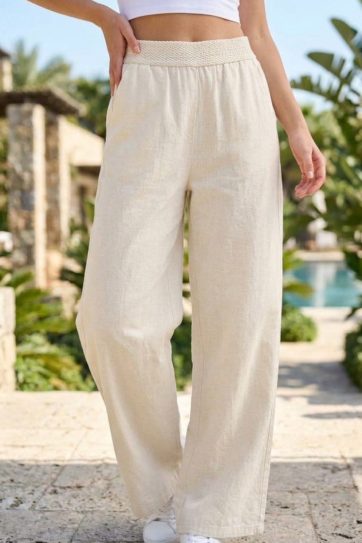 Beli Burgu Detaylı Cepli Spor Pantolon Ekru - 29077-EKRU - 2