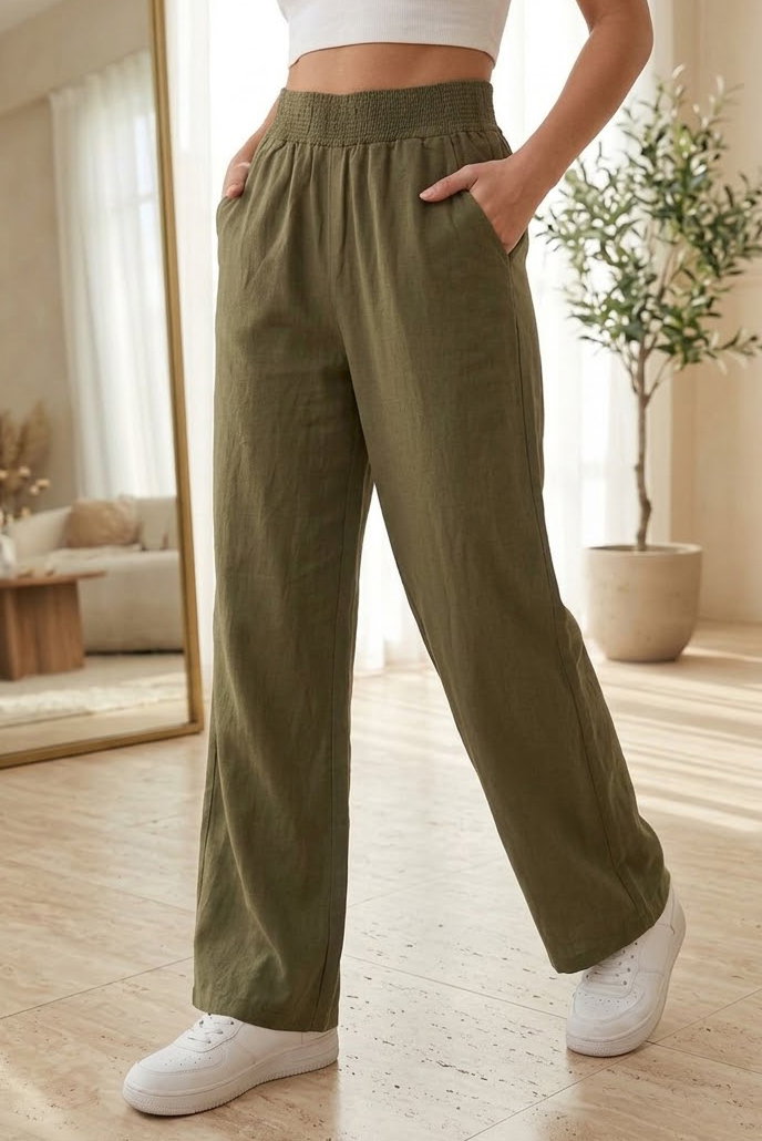 Beli Burgu Detaylı Cepli Spor Pantolon Haki - 29077-HAKI - 1