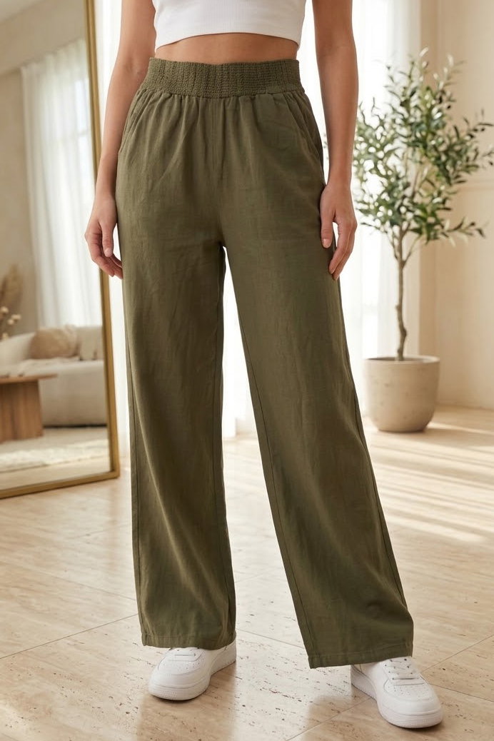 Beli Burgu Detaylı Cepli Spor Pantolon Haki - 29077-HAKI - 2