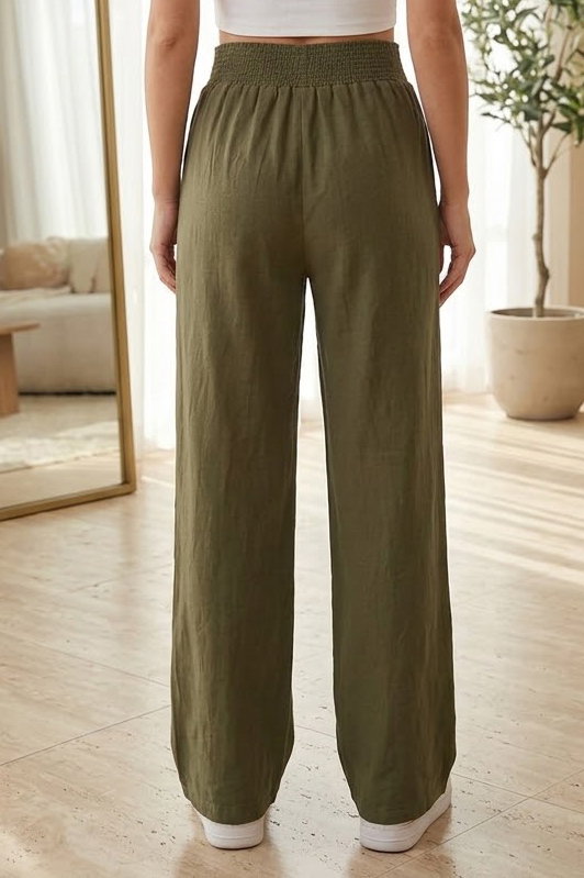 Beli Burgu Detaylı Cepli Spor Pantolon Haki - 29077-HAKI - 4
