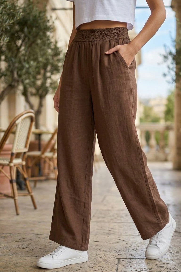 Beli Burgu Detaylı Cepli Spor Pantolon Kahve - 29077-KAHVE - 1