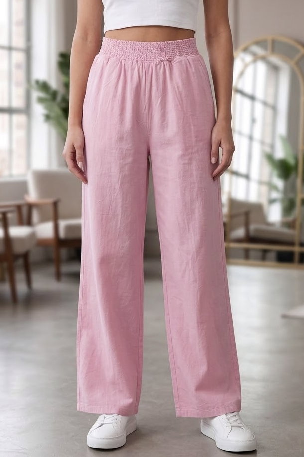 Beli Burgu Detaylı Cepli Spor Pantolon Pembe - 29077-PEMBE - 1