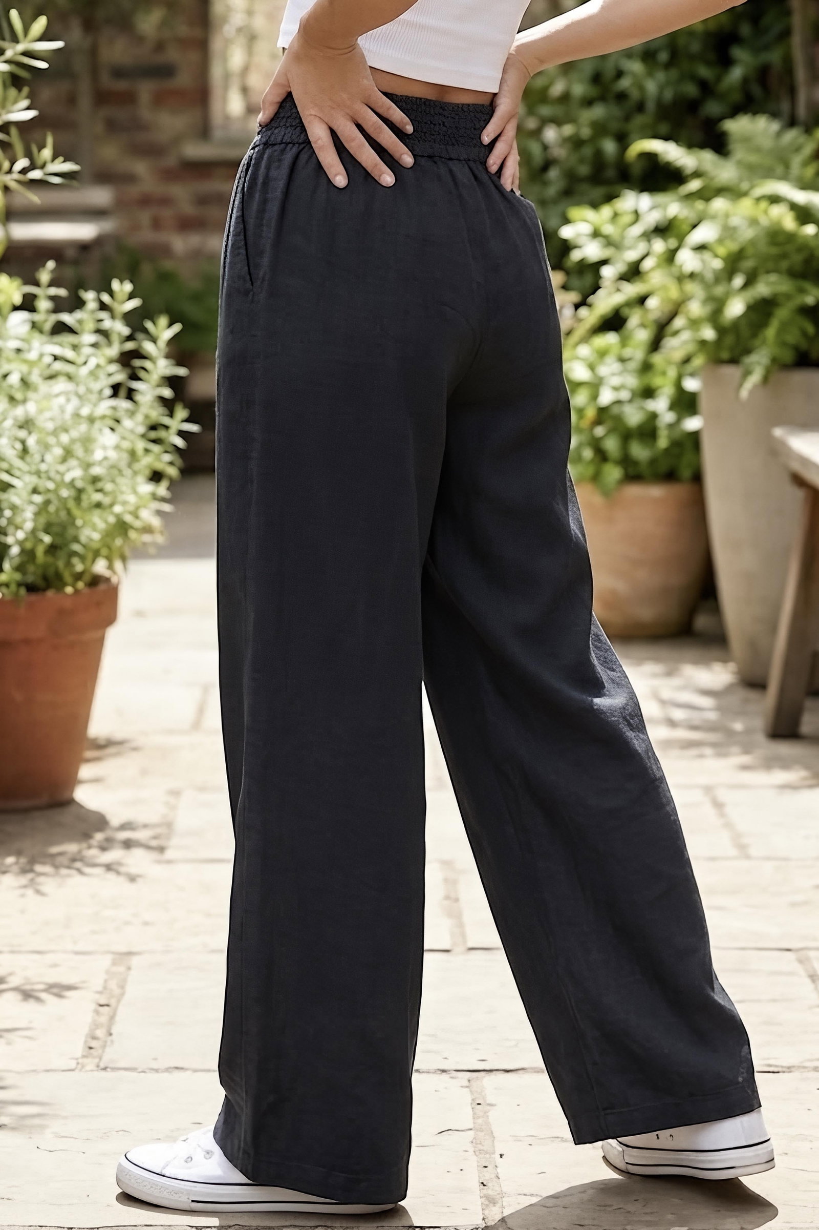 Beli Burgu Detaylı Cepli Spor Pantolon Siyah - 29077-SIYAH - 4