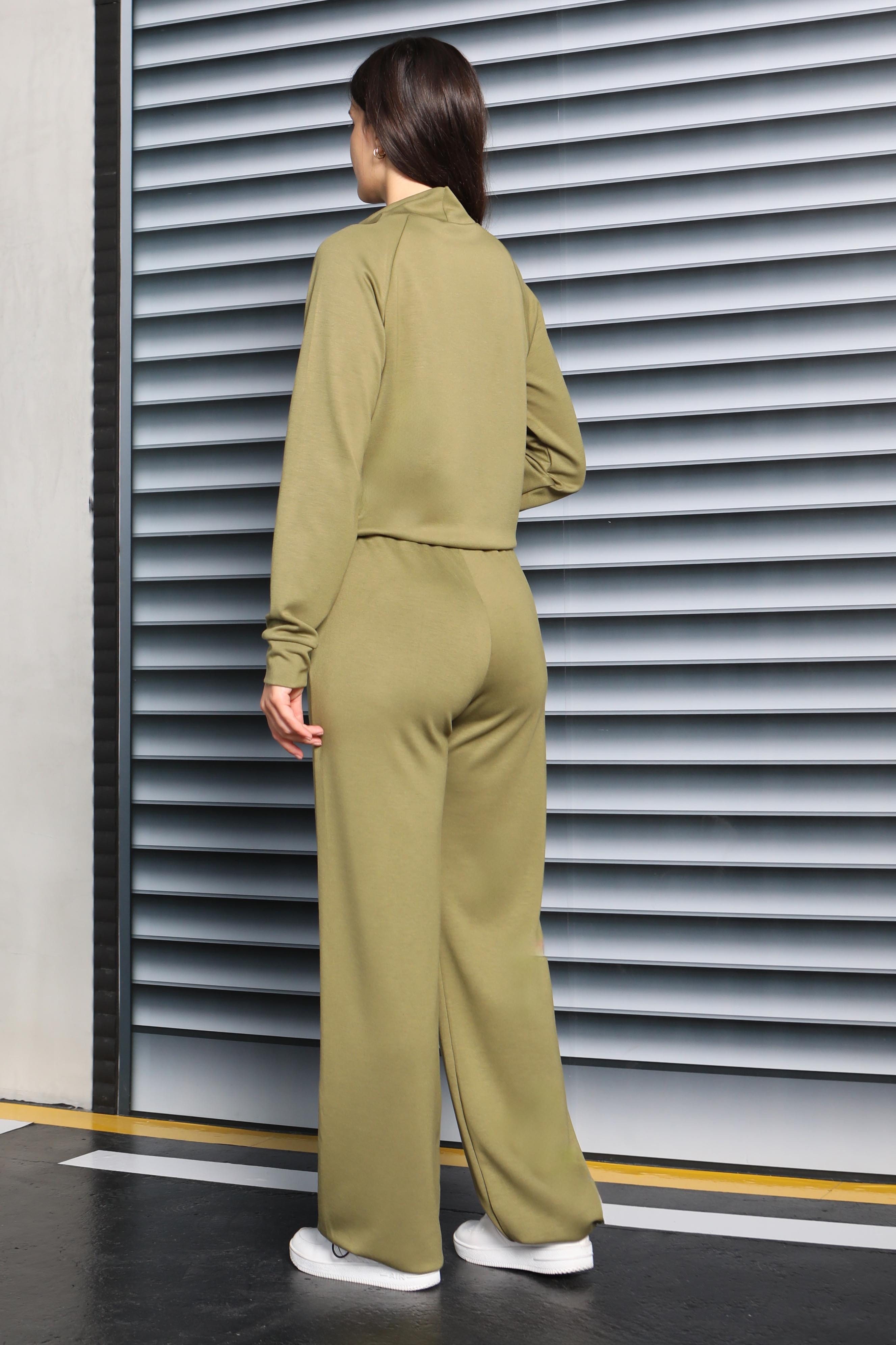 Beli Lastikli Detaylı Modal İkili Takım - 27876-HAKI - 4