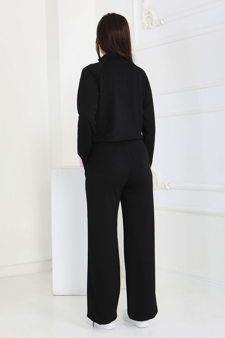 Beli Lastikli Detaylı Modal İkili Takım - 27876-SIYAH - TOFİSA