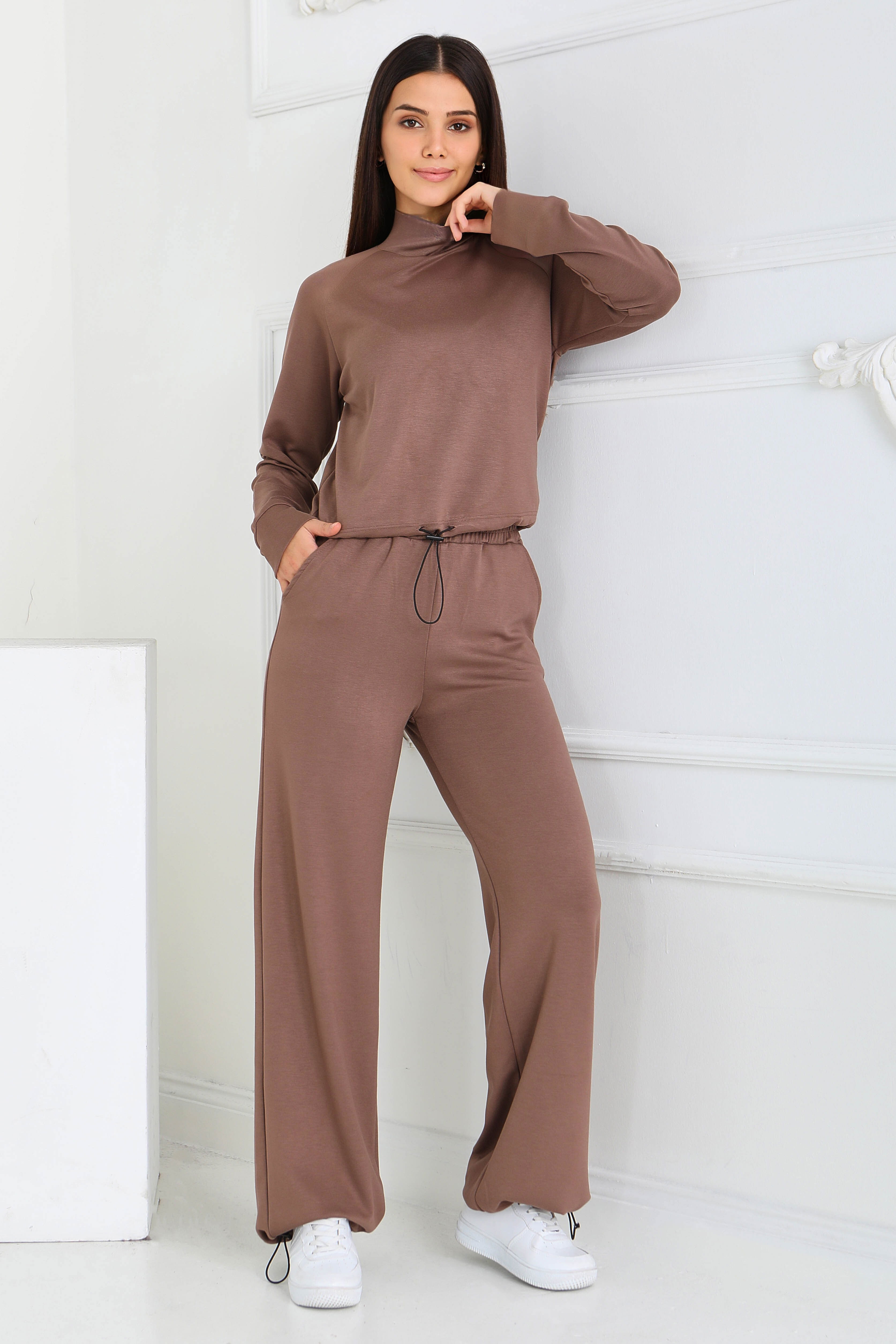 Beli Lastikli Detaylı Modal İkili Takım - 27876-VIZON - 2