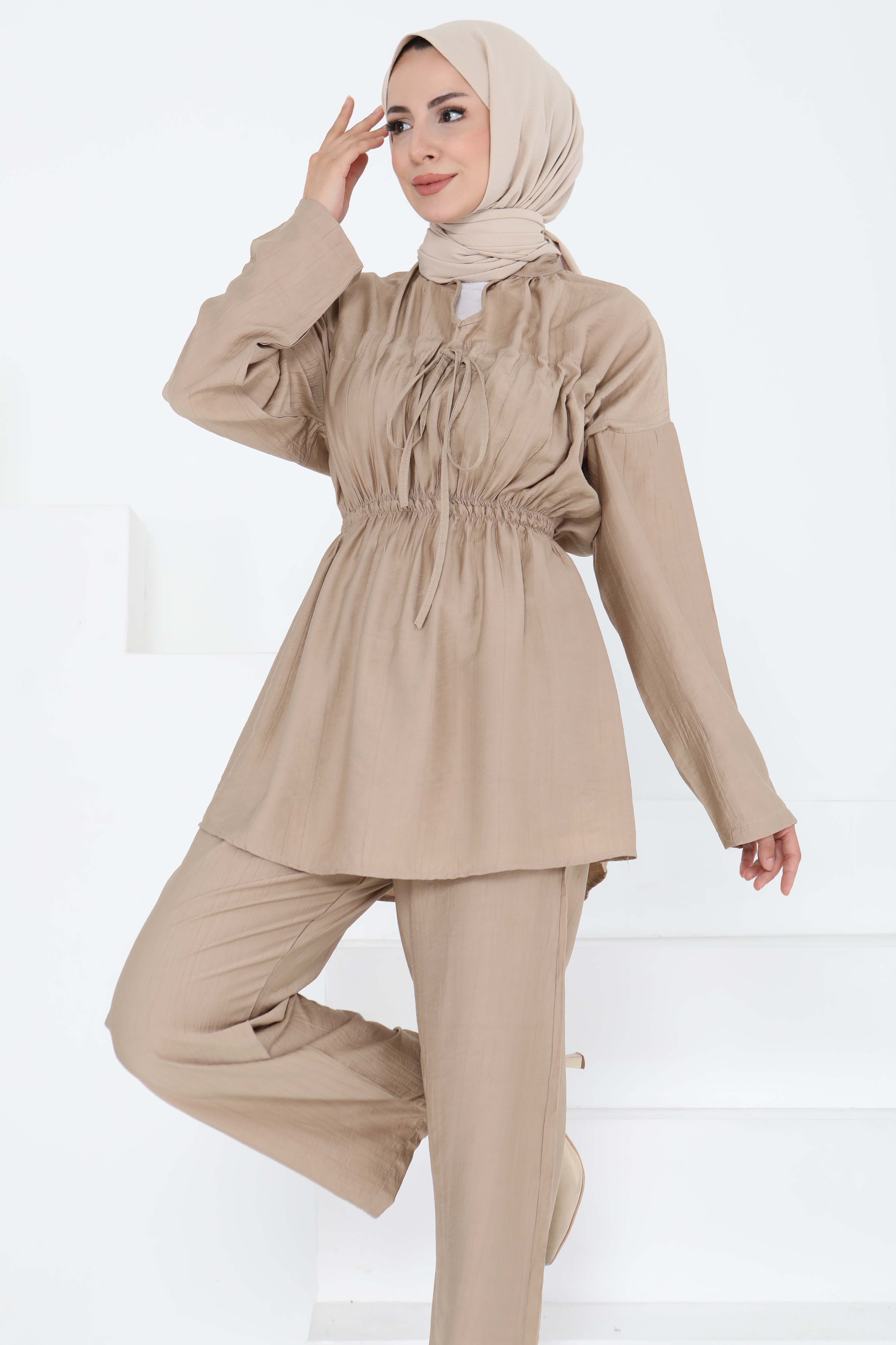 Beli Lastikli İkili Takım Bej - 27177 - 5