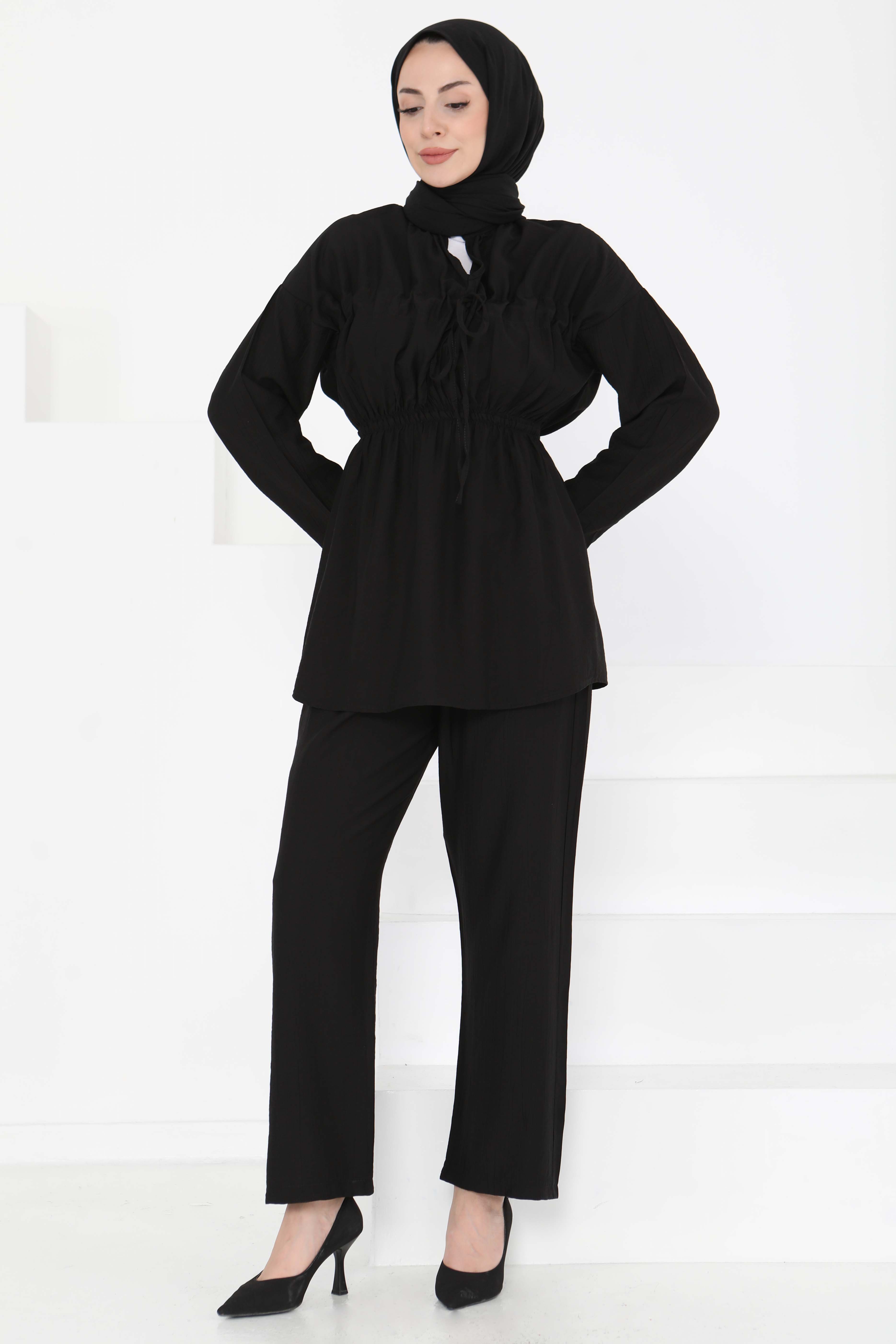 Beli Lastikli İkili Takım Siyah - 27177 - 1