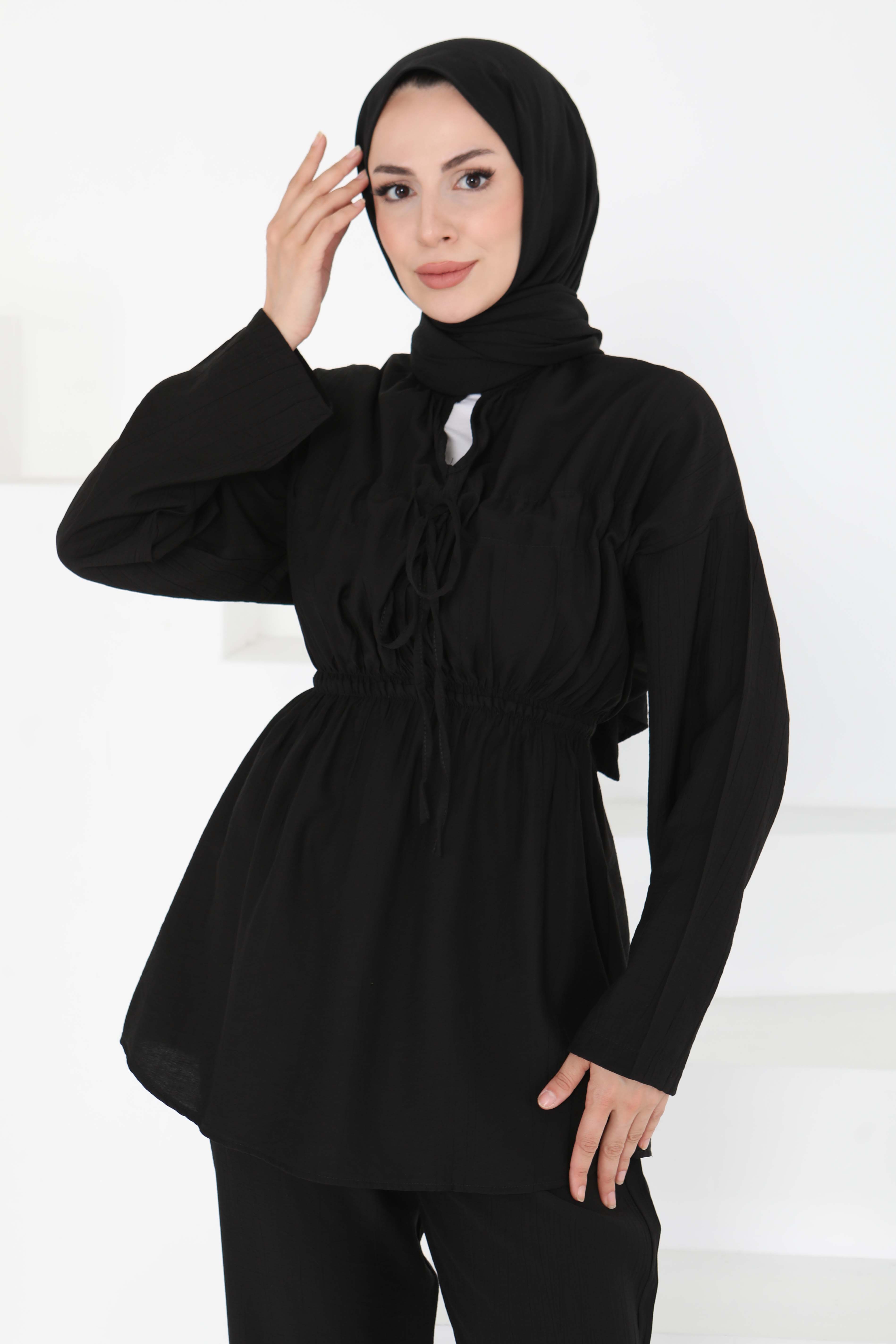 Beli Lastikli İkili Takım Siyah - 27177 - 2