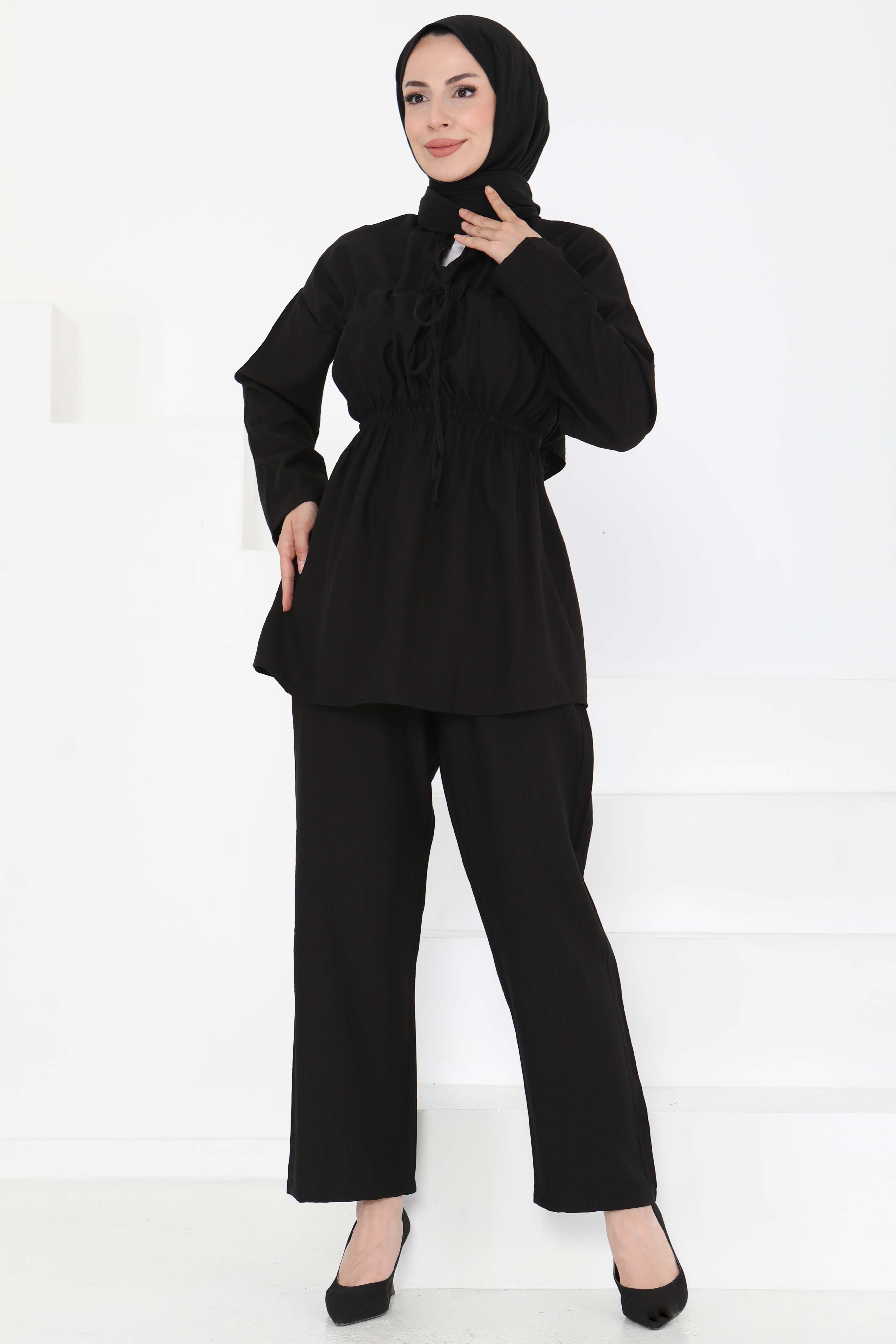 Beli Lastikli İkili Takım Siyah - 27177 - 3