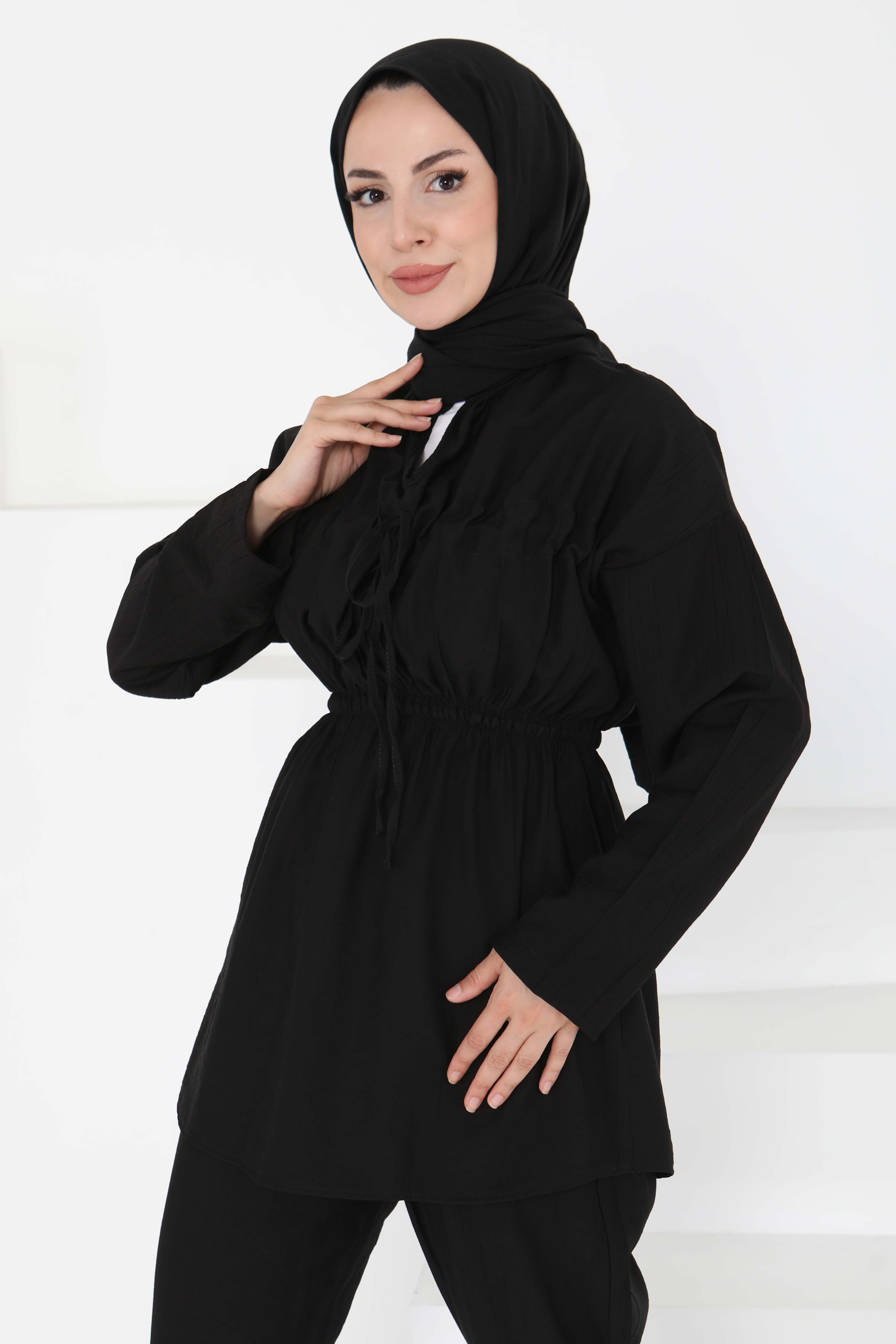 Beli Lastikli İkili Takım Siyah - 27177 - 5